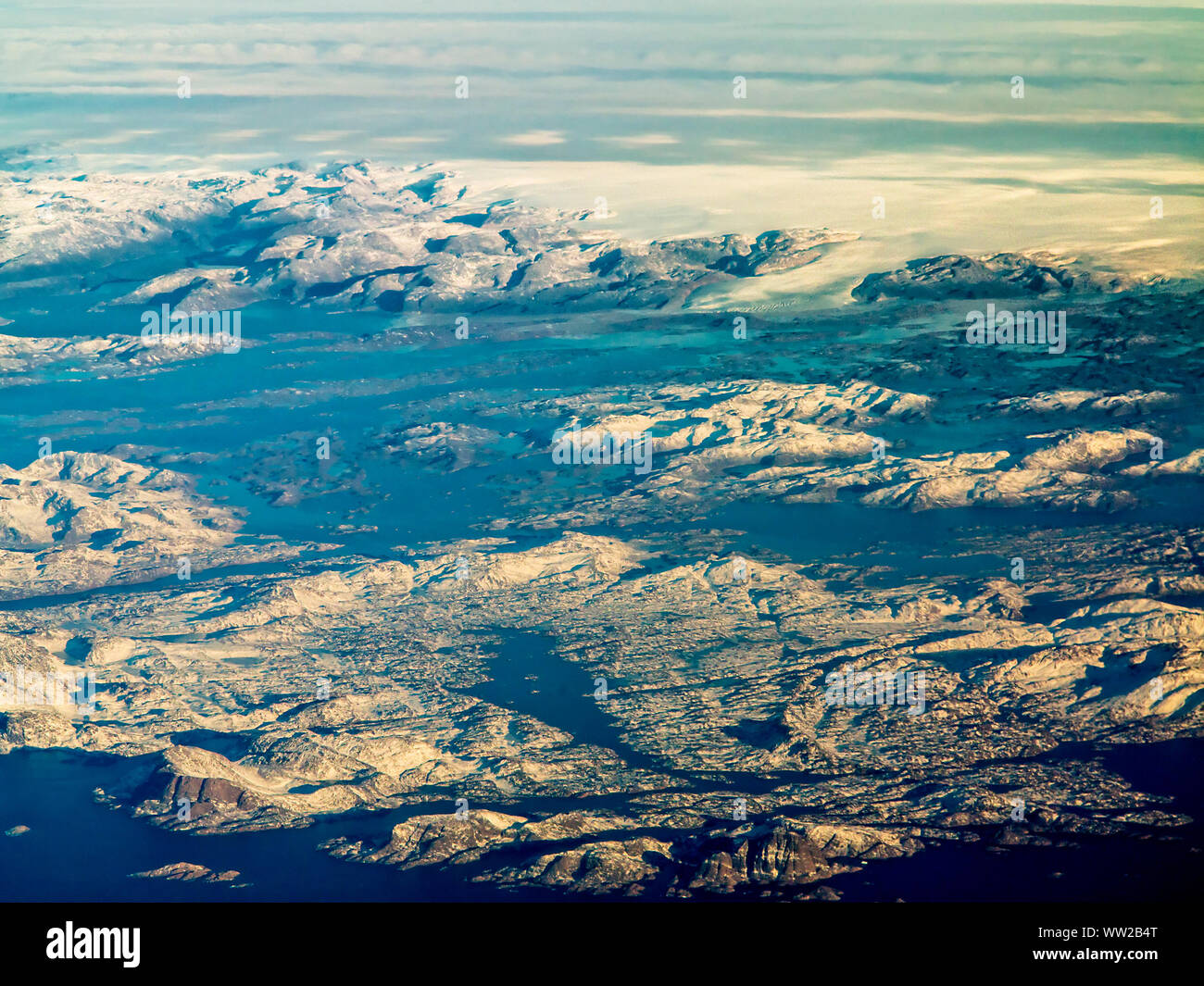Vista aerea della Groenlandia il ghiaccio polare foglio Foto Stock