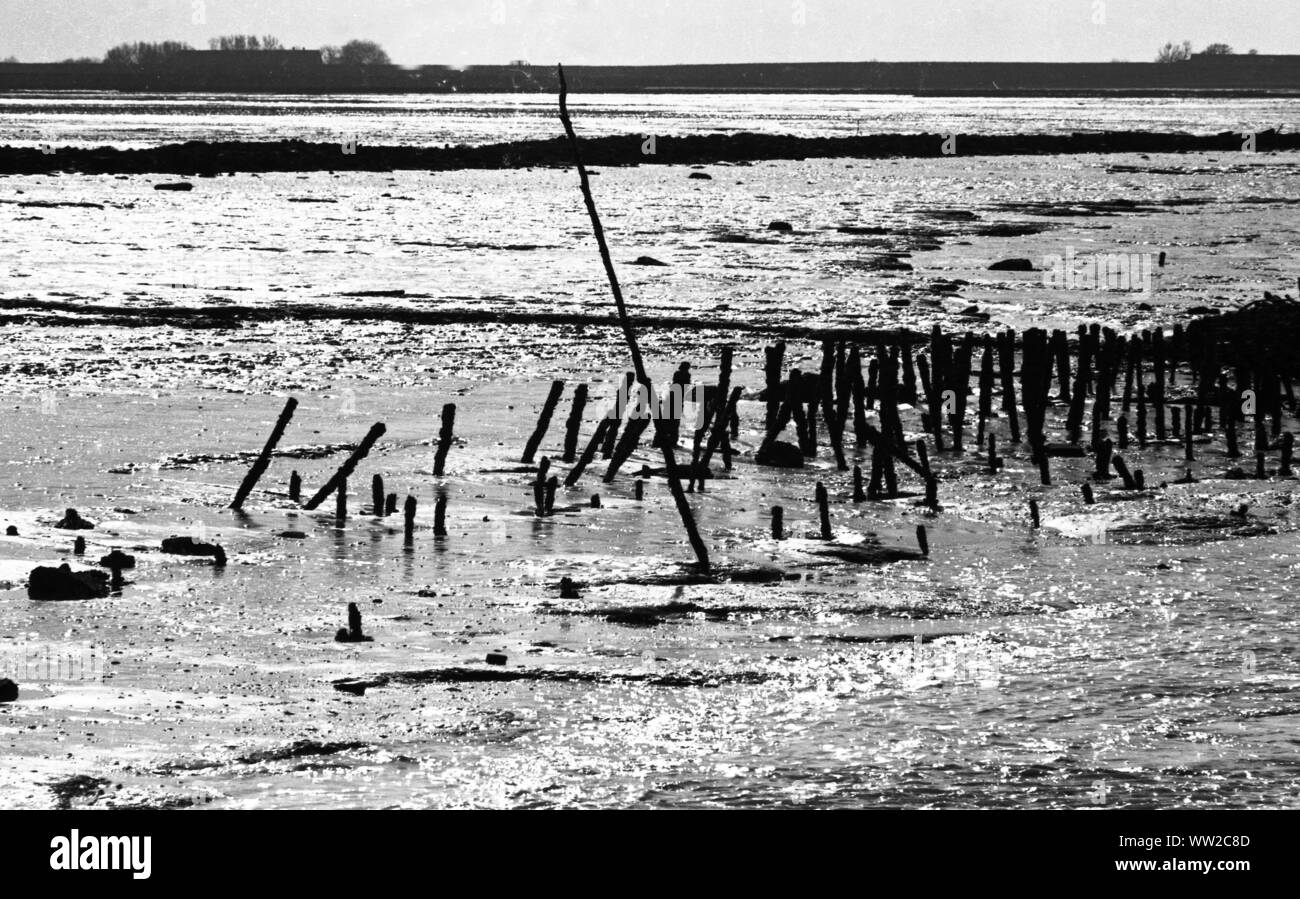 Impressioni dalla Frisia orientale il 20 aprile 1973. Il Wadden Sea vicino a Langeoog. | Utilizzo di tutto il mondo Foto Stock