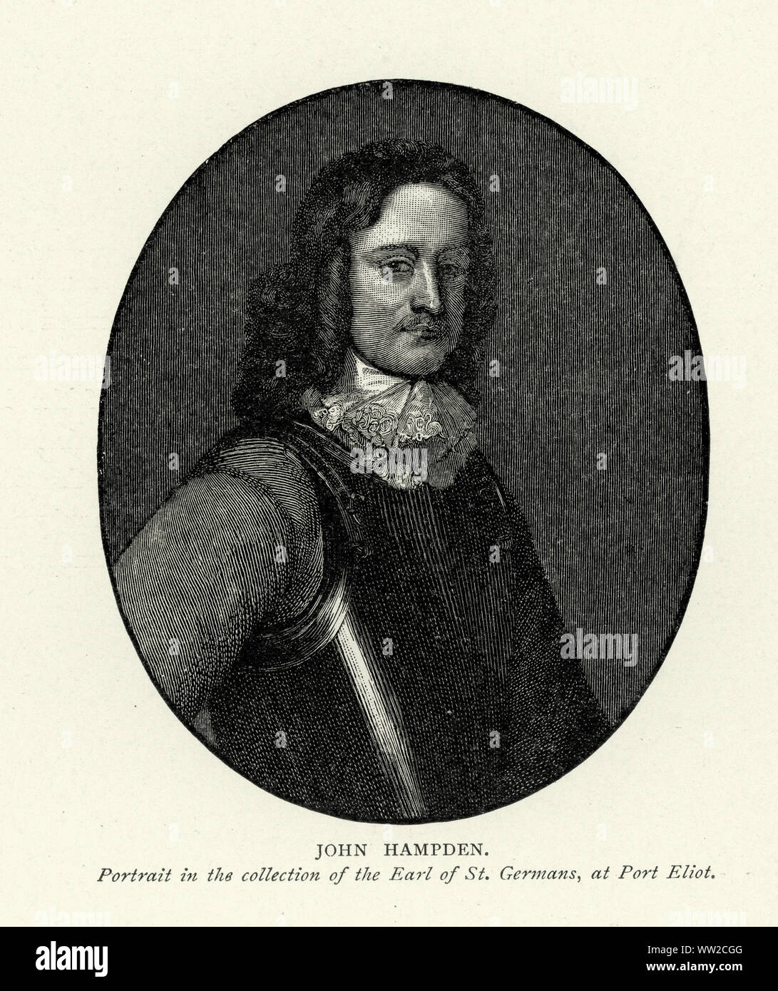 Ritratto di John Hampden (ca. 1594 - 24 giugno 1643) di Hampden House nella parrocchia di grande Hampden nel Buckinghamshire, Inghilterra, è stata uno dei principali i parlamentari coinvolti nello sfidare l'autorità del re Carlo I Foto Stock