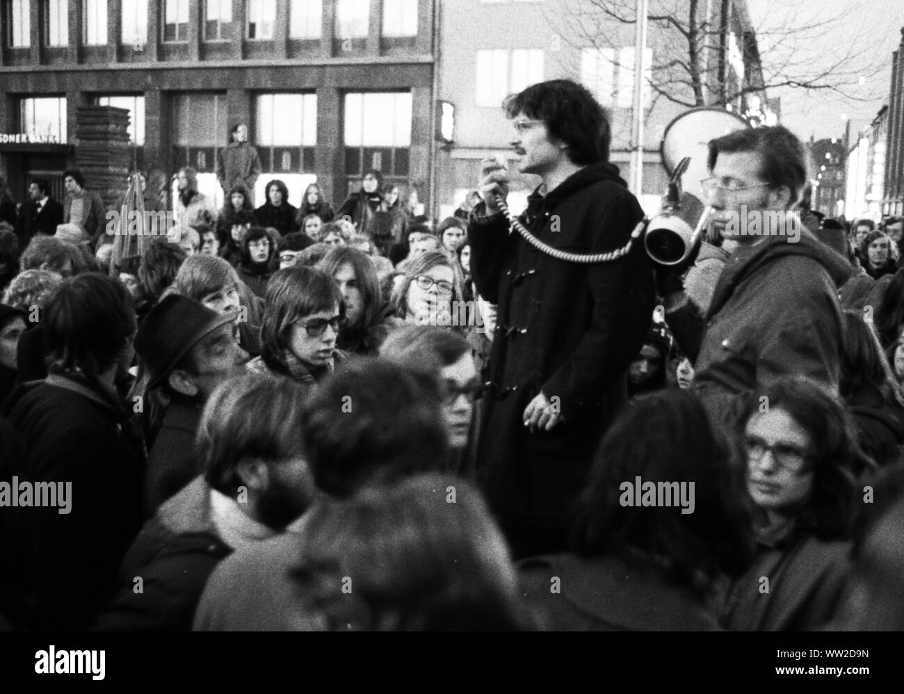 Questa protesta da parte di studenti a Bochum su 25.1.1973 rivolta contro una restrizione dei diritti democratici e il divieto di occupazione dopo il decreto di radicali. | Utilizzo di tutto il mondo Foto Stock