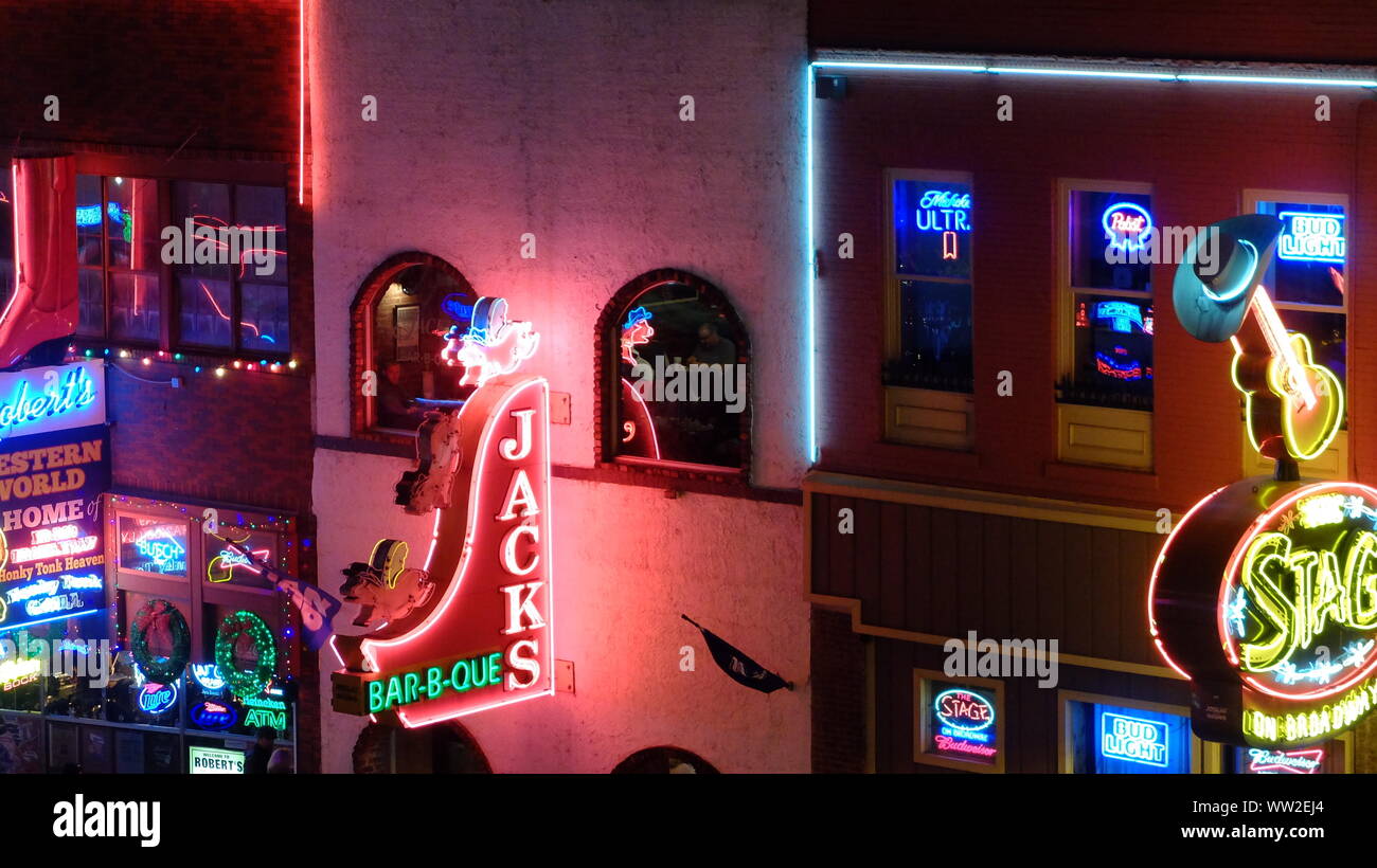 Insegne al neon di Nashville Foto Stock