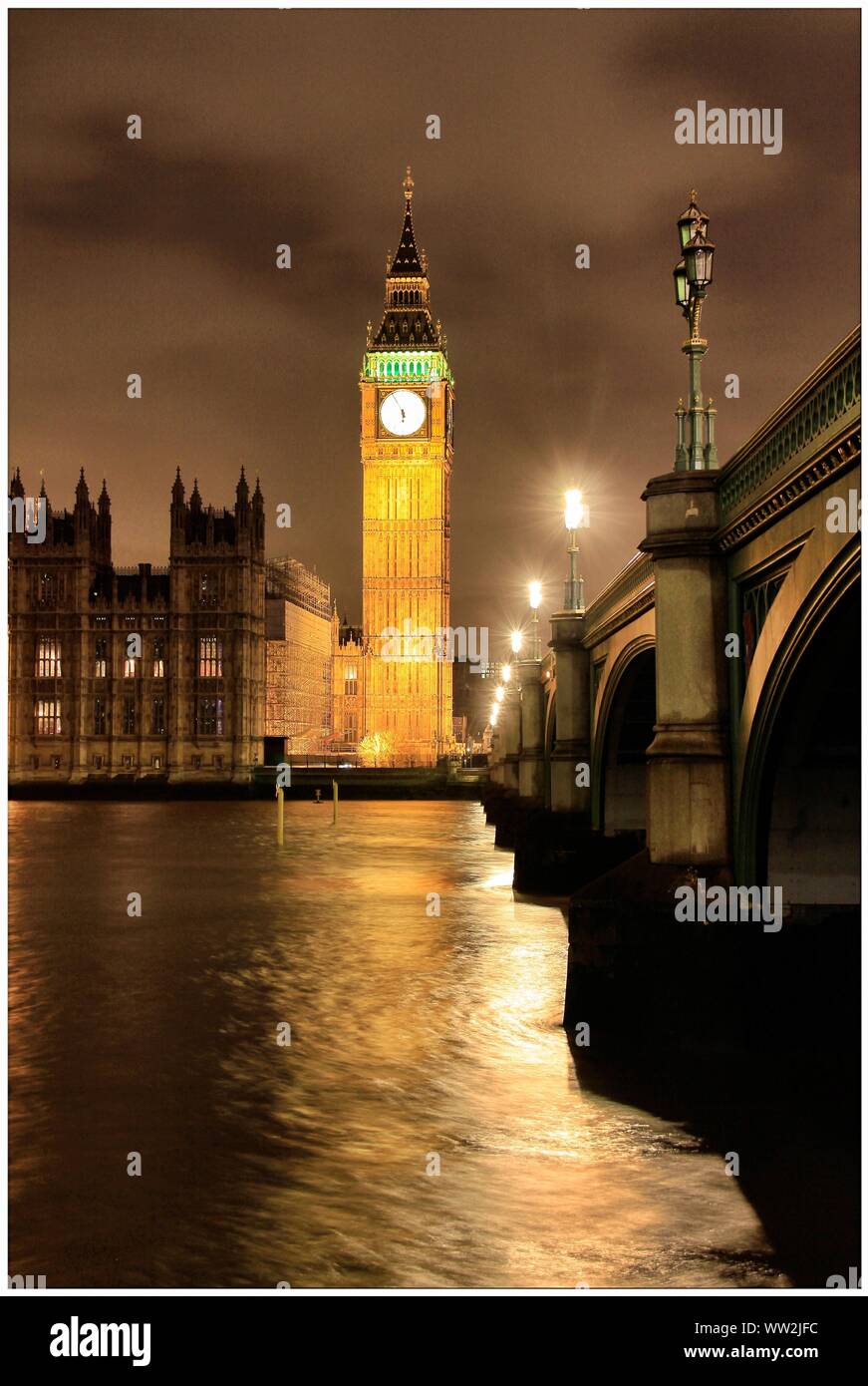 Il Big Ben e Westminster Bridge Foto Stock