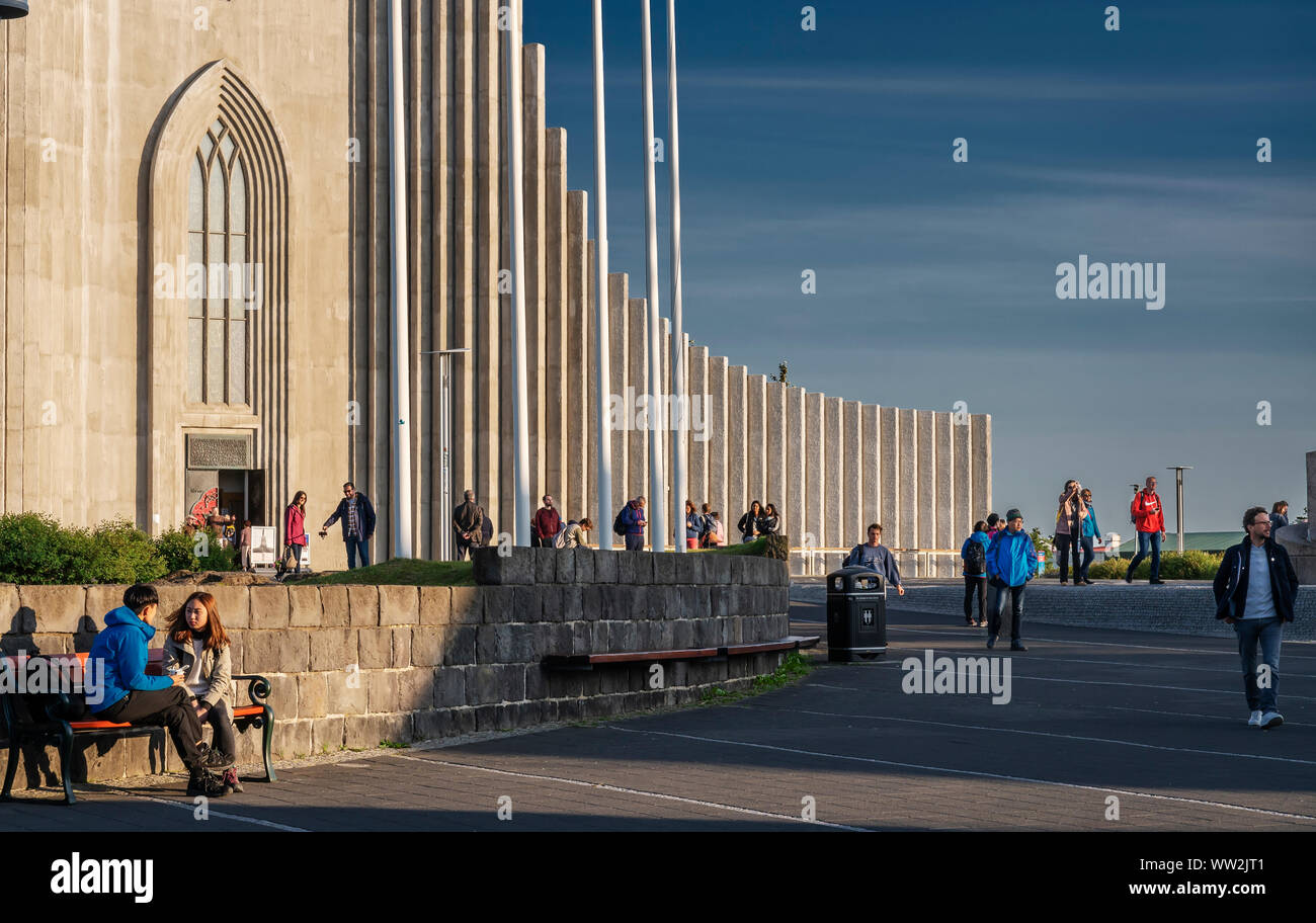 Chiesa Hallgrimskirkja, Reykjavik, Islanda Foto Stock