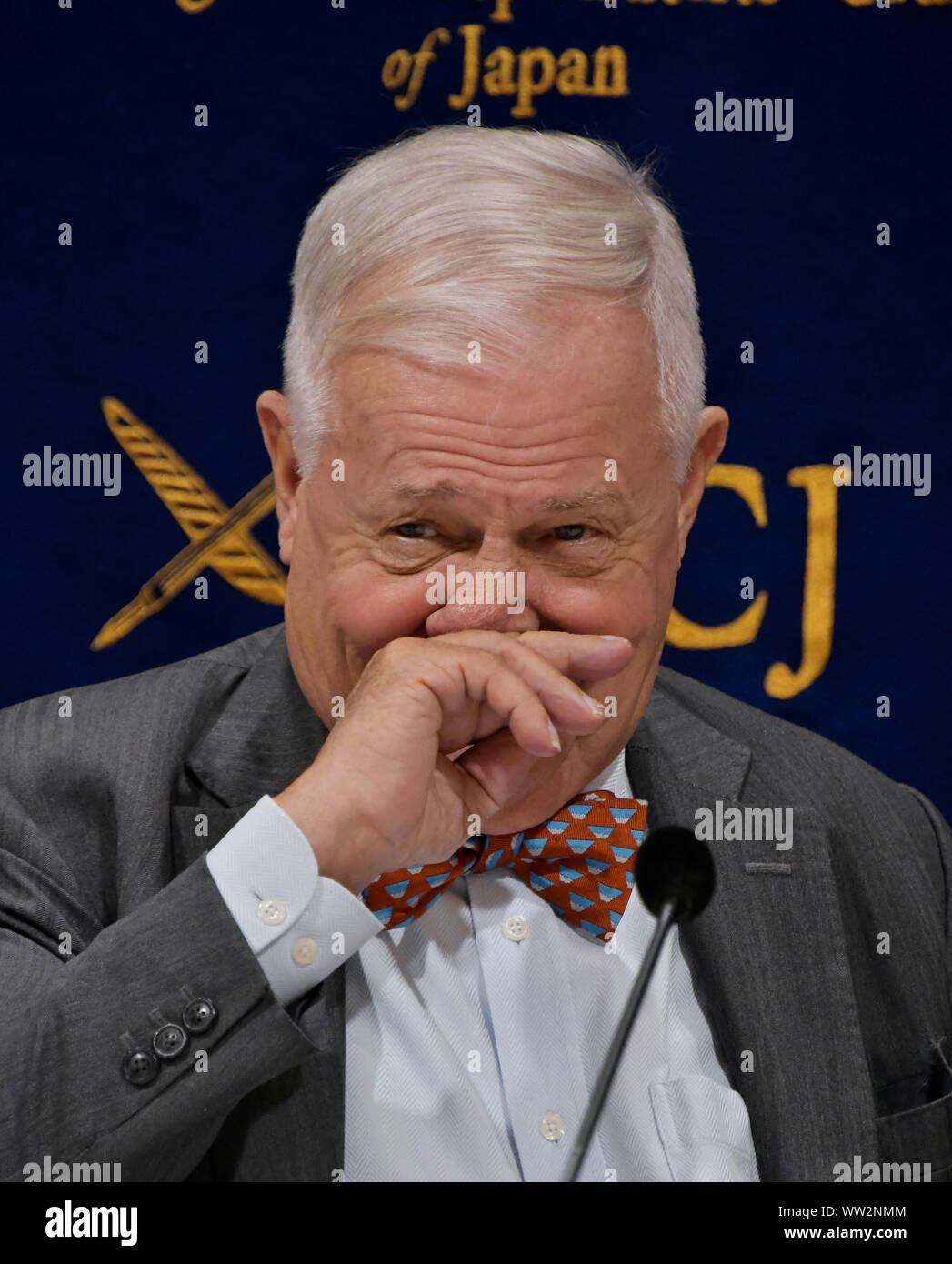 Tokyo, Giappone. Xii Sep, 2019. Investitore Jim Rogers parla durante la conferenza stampa per il suo nuovo libro "Il futuro del Giappone e del mondo che verrà letto attraverso il flusso di denaro". Per i corrispondenti esteri' club a Tokyo in Giappone il Giovedì 12 Settembre, 2019. Foto di Keizo Mori/UPI Credito: UPI/Alamy Live News Foto Stock