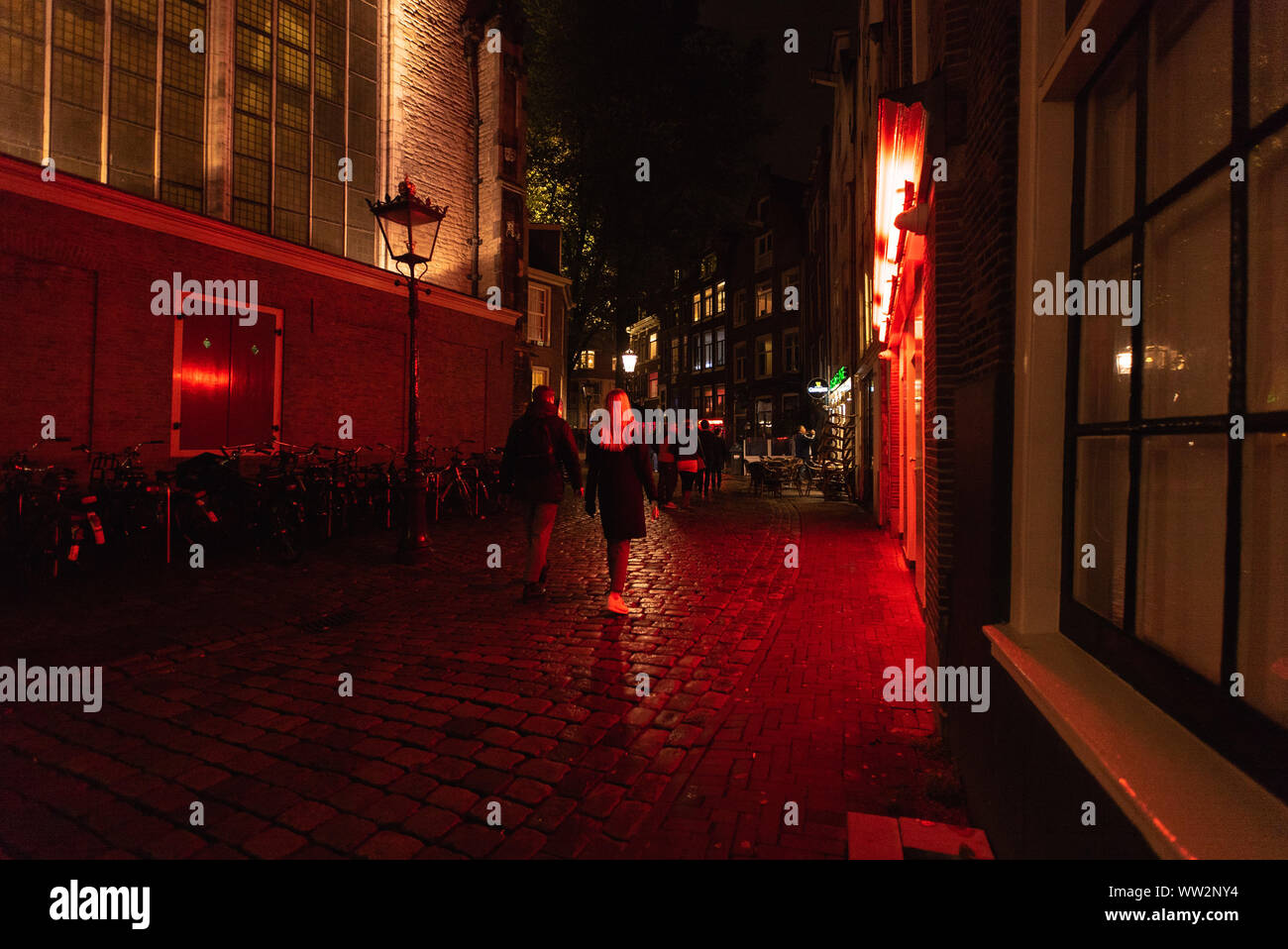 Il quartiere a luci rosse di Amsterdam Foto Stock