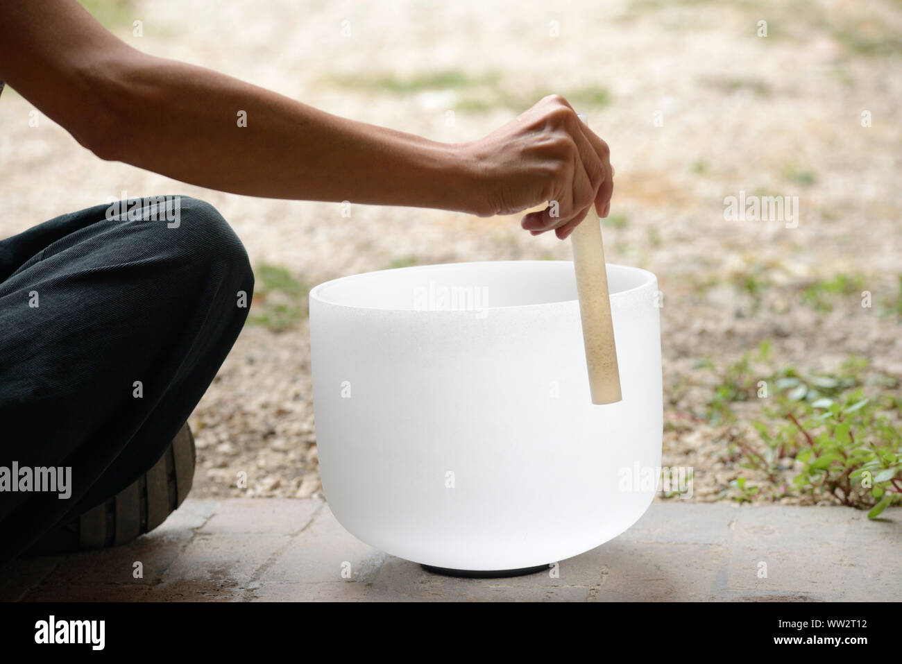 Cristallo di quarzo campane tibetane Foto Stock