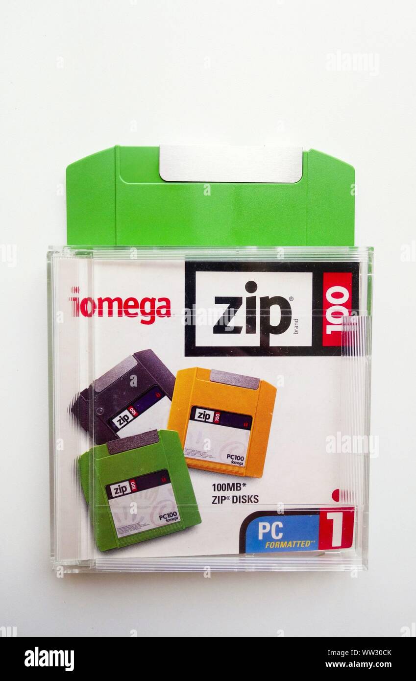 Disco Zip isolati su sfondo bianco Foto Stock