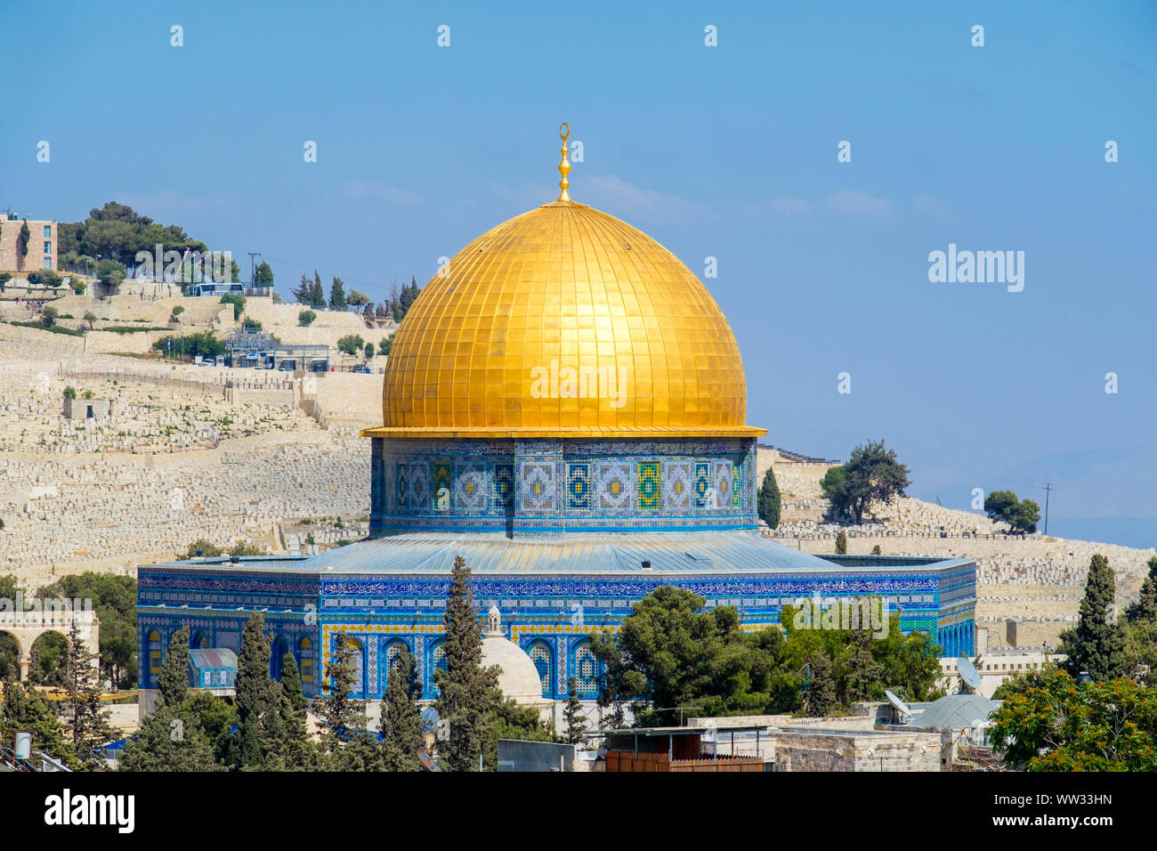 Israele, distretto di Gerusalemme, Gerusalemme. La Cupola della roccia, Sito Patrimonio Mondiale dell'UNESCO. Foto Stock