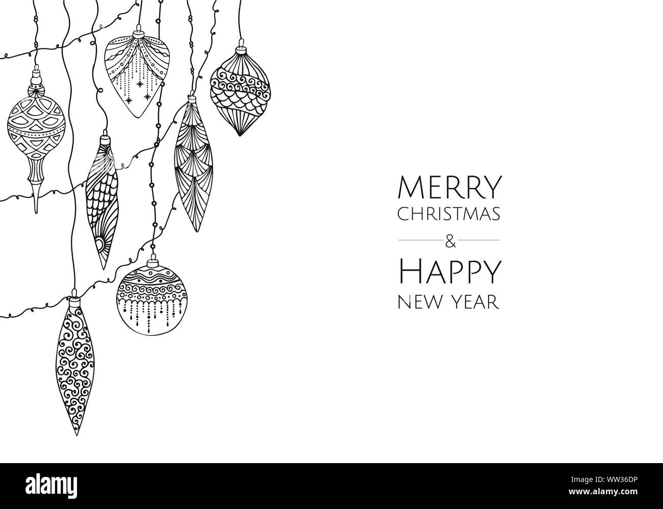 Buon Natale e Felice Anno Nuovo. Vettore modello moderno card. Abstract palle di Natale. Illustrazione Vettoriale