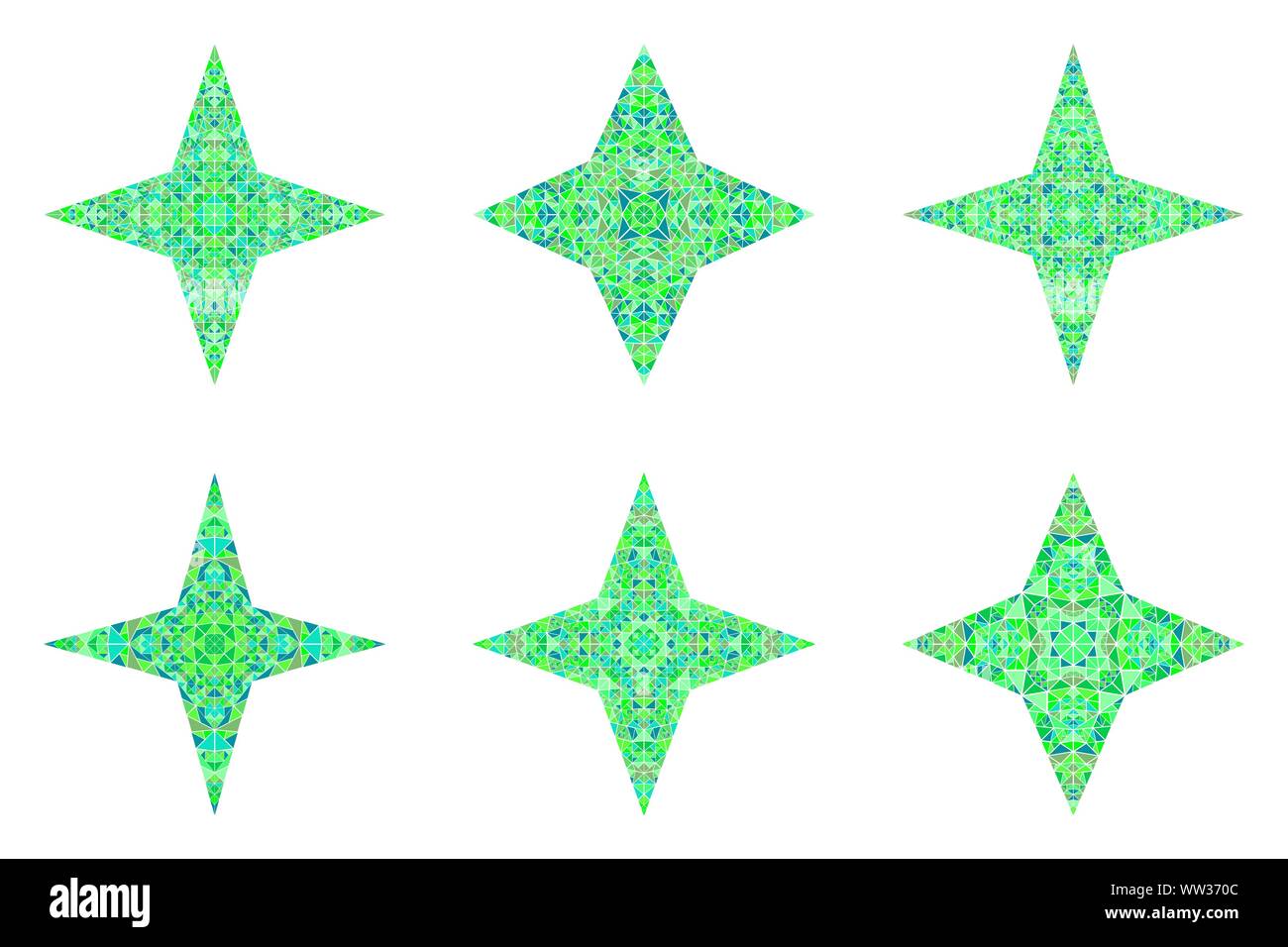 Poligonale mosaico isolata forma a stella collection - ornamentali geometrici astratti disegni vettoriali elementss da piastrelle di triangolo Illustrazione Vettoriale