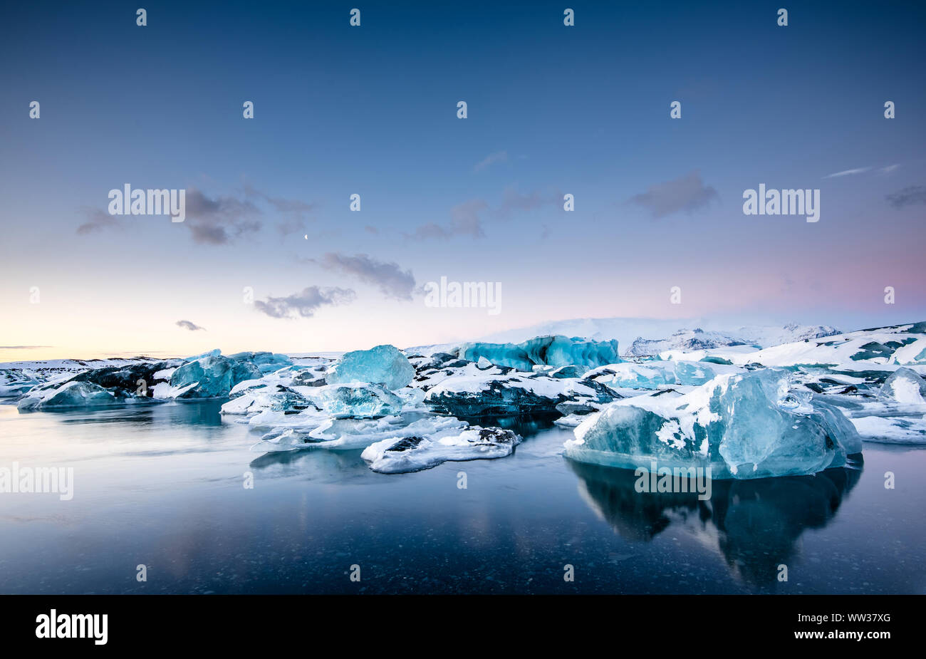 Jokulsarlon laguna di ghiaccio, Islanda Foto Stock