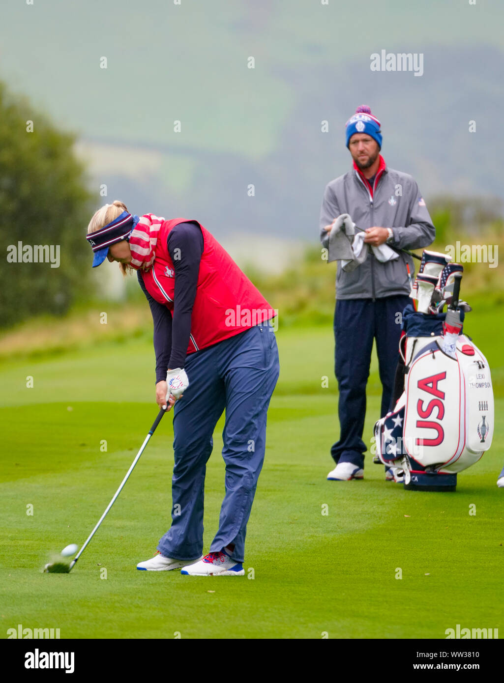 Auchterarder, Scotland, Regno Unito. Il 12 settembre 2019. Ultimo giorno di pratica a 2019 Solheim Cup su Centenary a Gleneagles. Nella foto; Iain Masterton/Alamy Live News Foto Stock