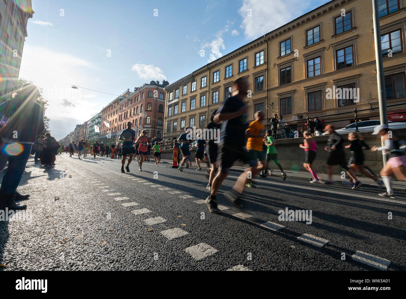 Stoccolma, Svezia. Settembre 2019. i partecipanti a Stoccolma Halvamarathon 2019 tenutasi il 8 settembre Foto Stock