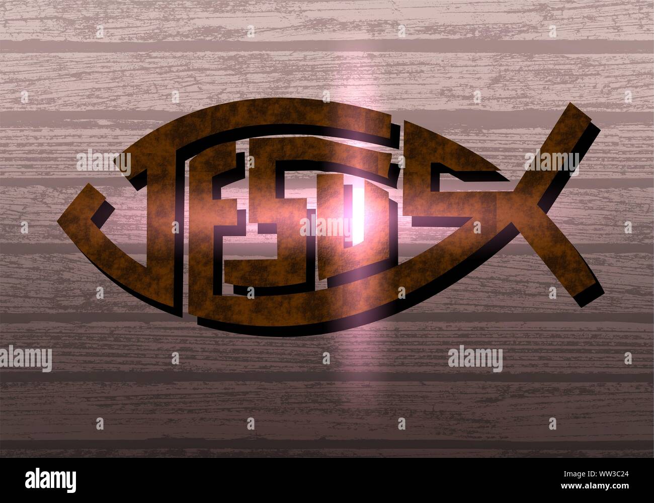 Gesù vive Gesù salva e il pesce icthus il segno per i credenti Foto Stock