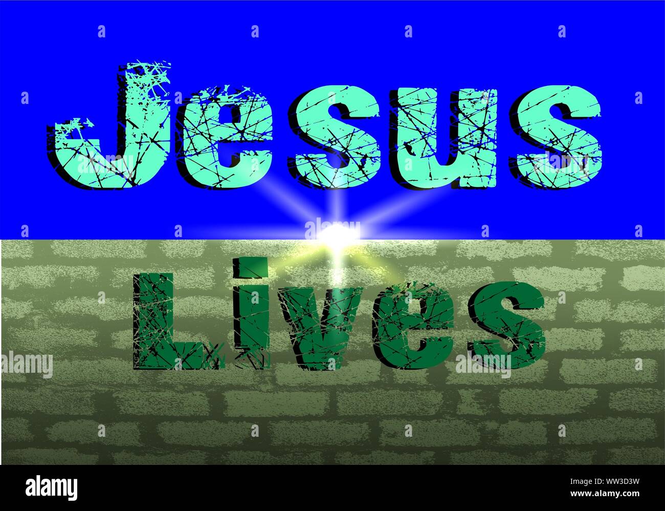 Gesù vive Gesù salva e il pesce icthus il segno per i credenti Foto Stock