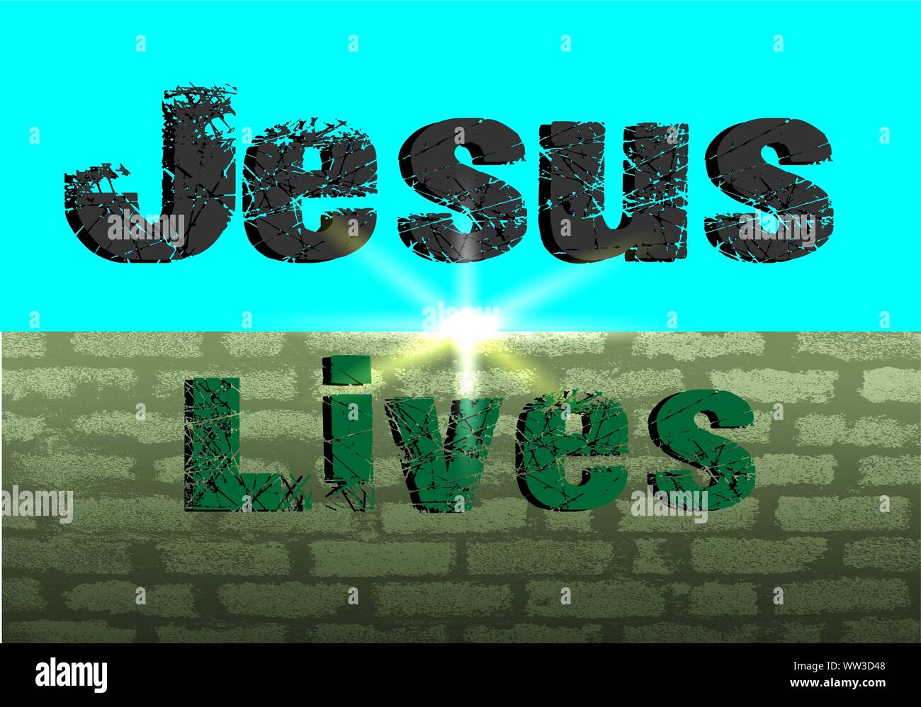Gesù vive Gesù salva e il pesce icthus il segno per i credenti Foto Stock