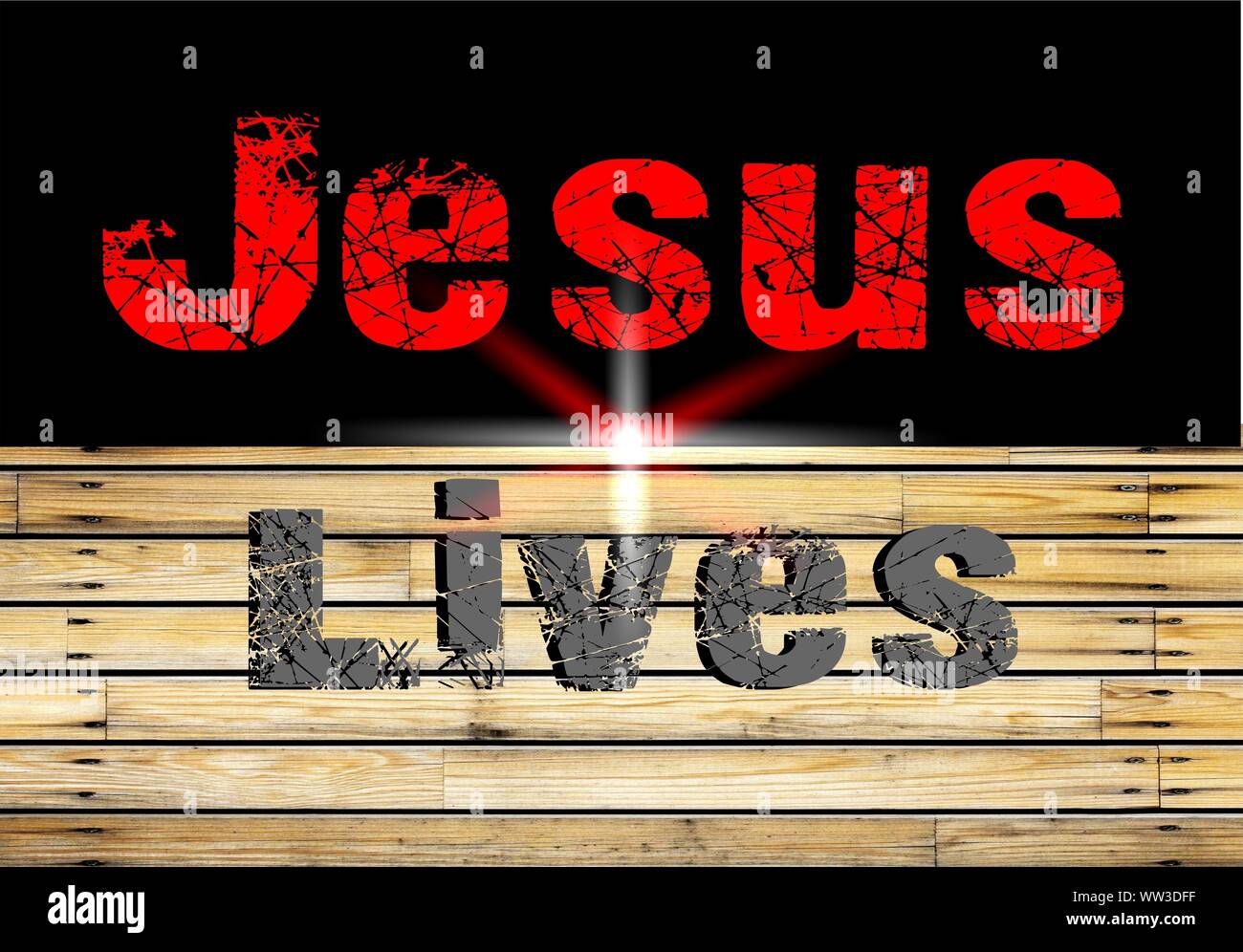 Gesù vive Gesù salva e il pesce icthus il segno per i credenti Foto Stock