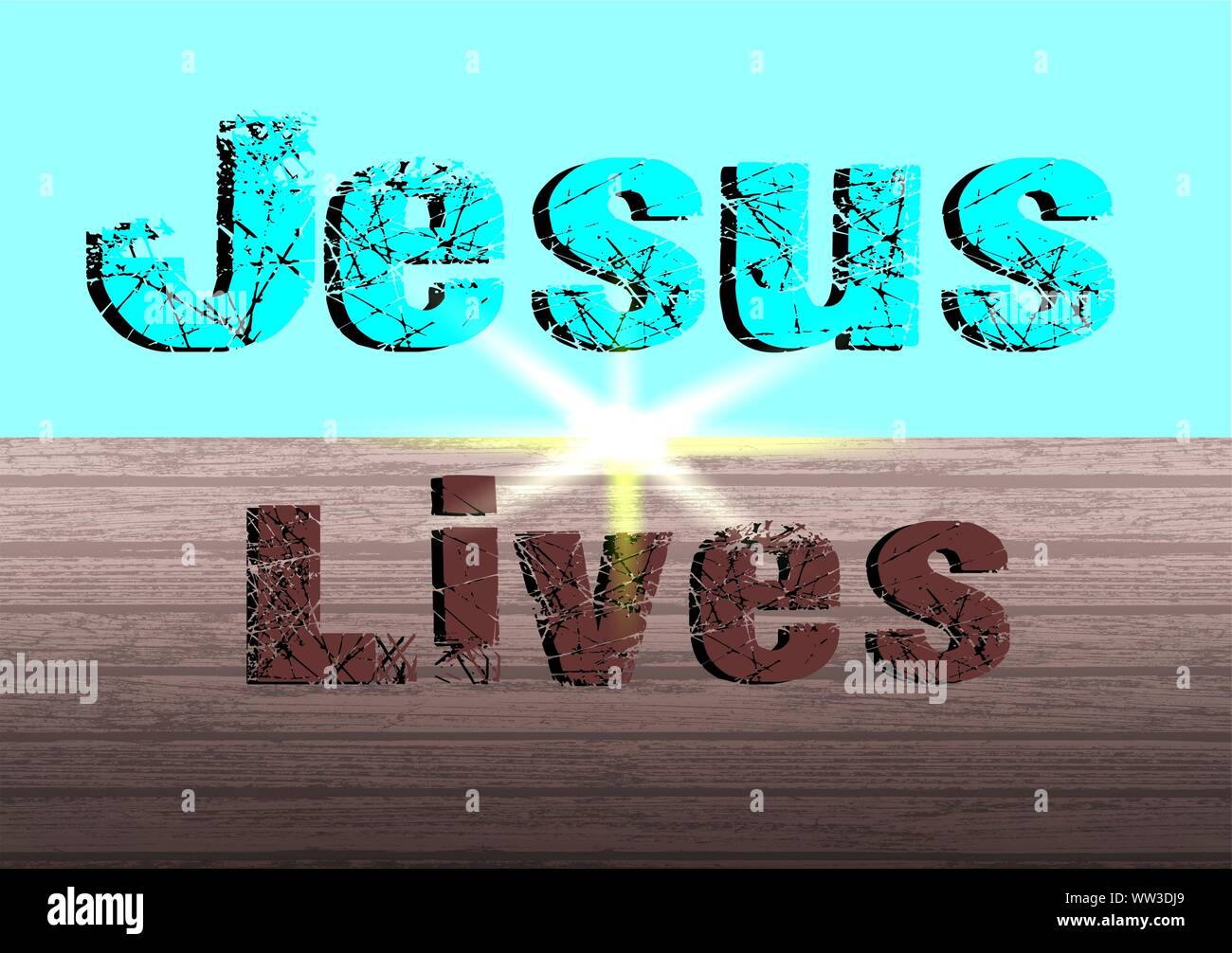 Gesù vive Gesù salva e il pesce icthus il segno per i credenti Foto Stock