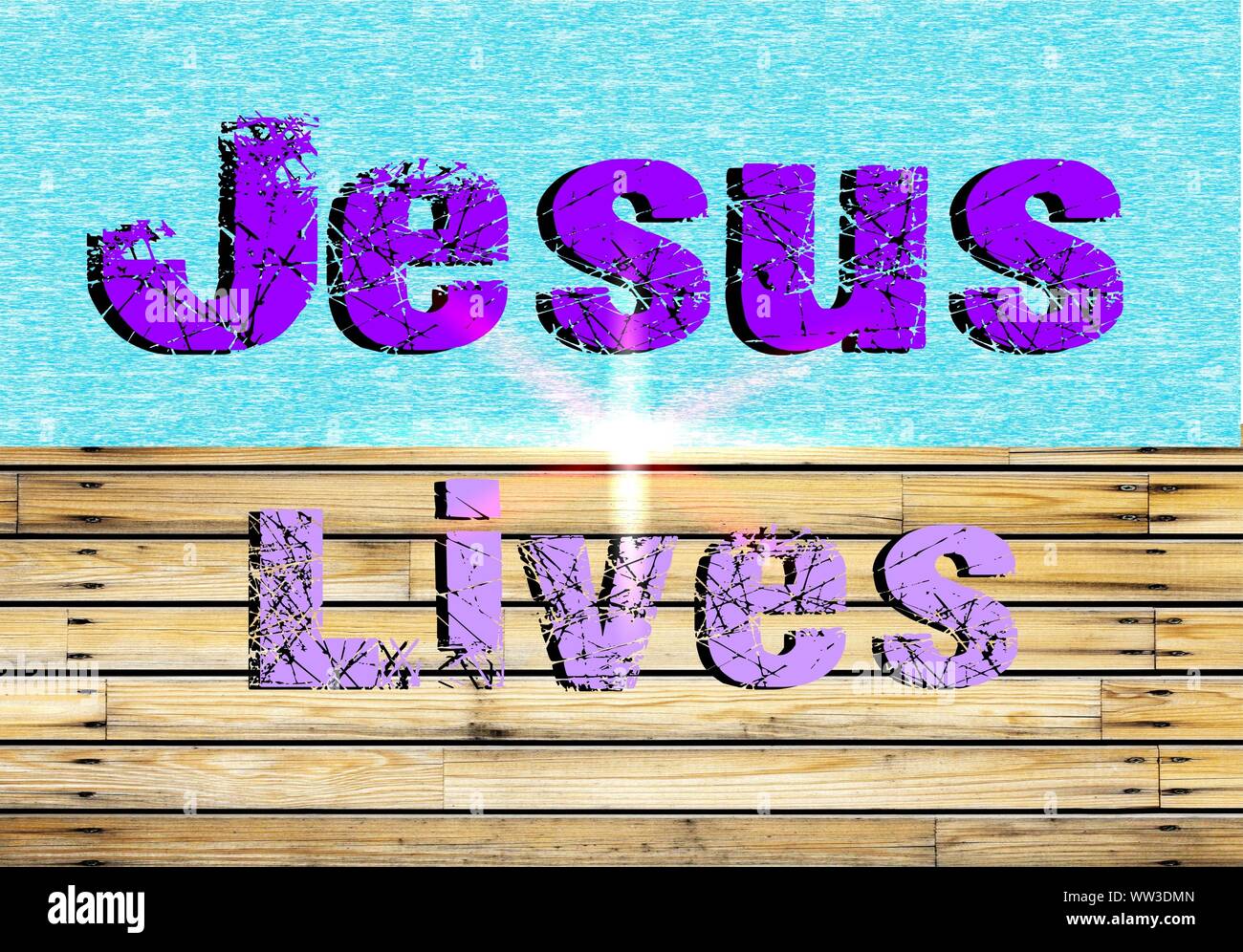 Gesù vive Gesù salva e il pesce icthus il segno per i credenti Foto Stock