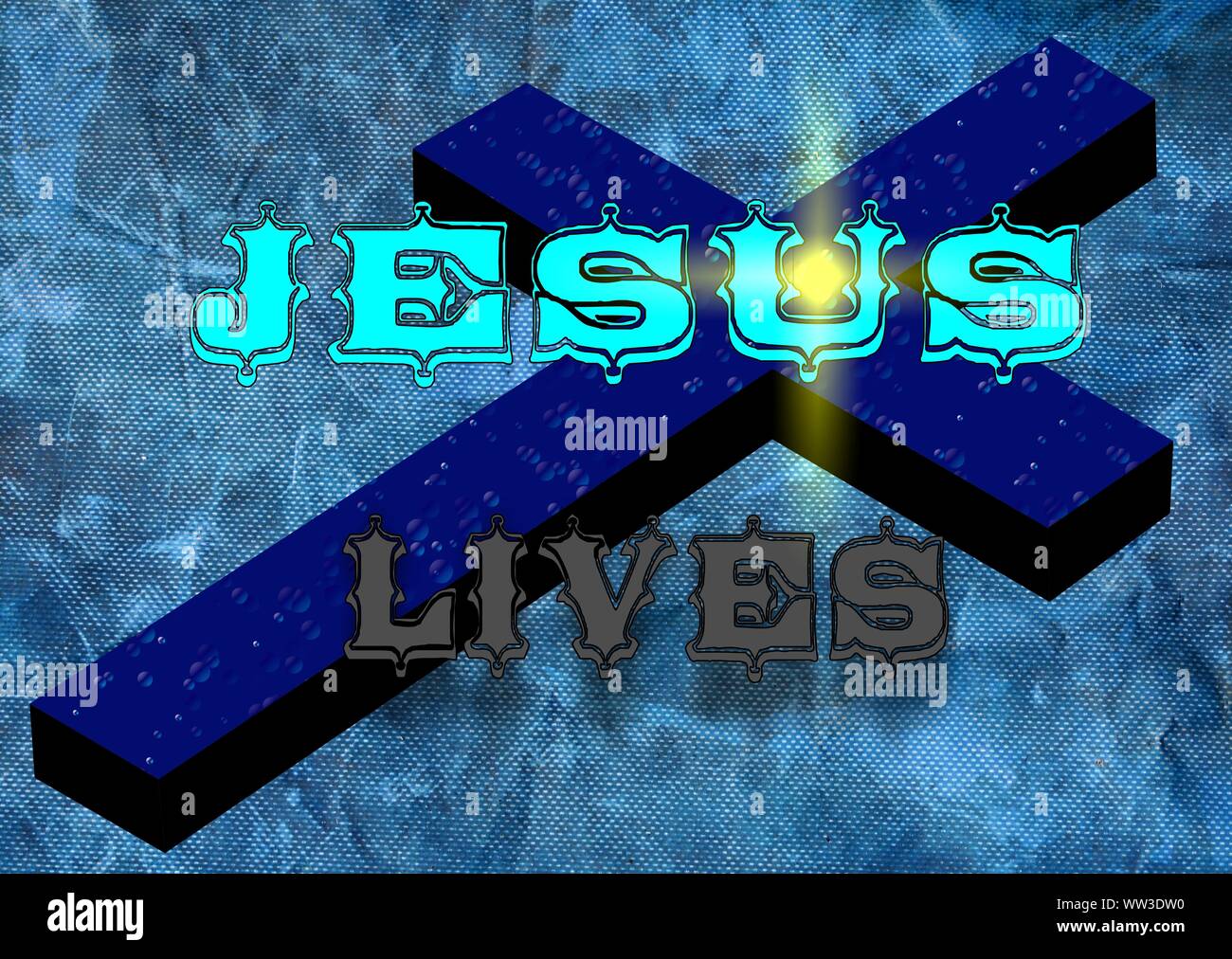 Gesù vive Gesù salva e il pesce icthus il segno per i credenti Foto Stock