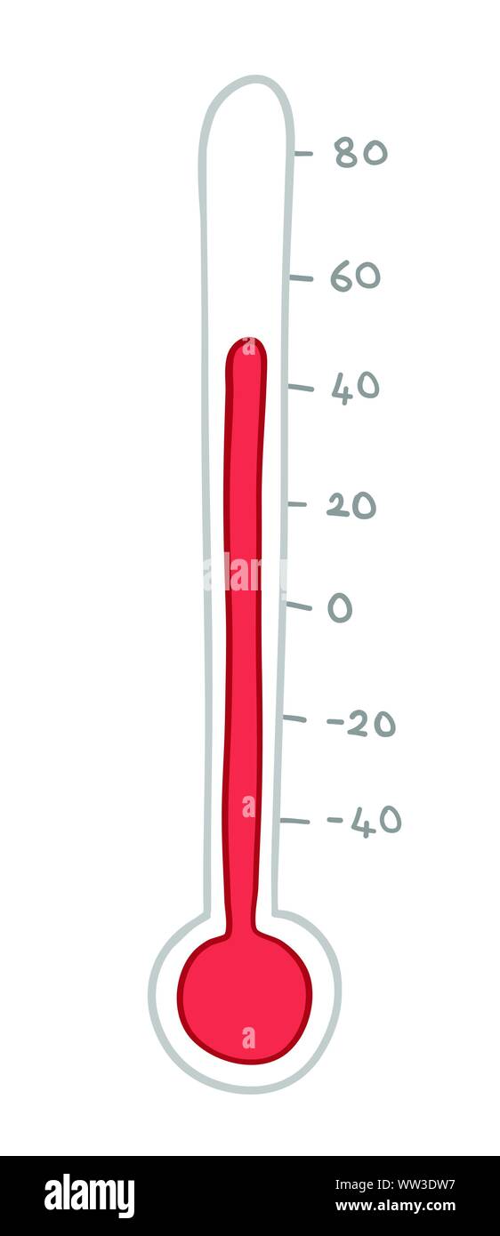 Illustrazione Vettoriale termometro. Disegnato a mano. Contorni colorati. Illustrazione Vettoriale