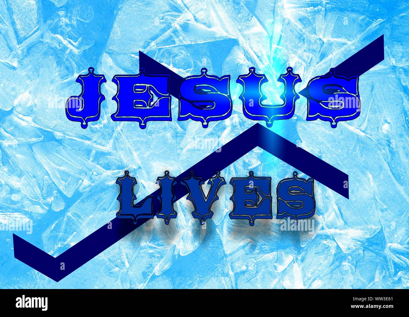 Gesù vive Gesù salva e il pesce icthus il segno per i credenti Foto Stock