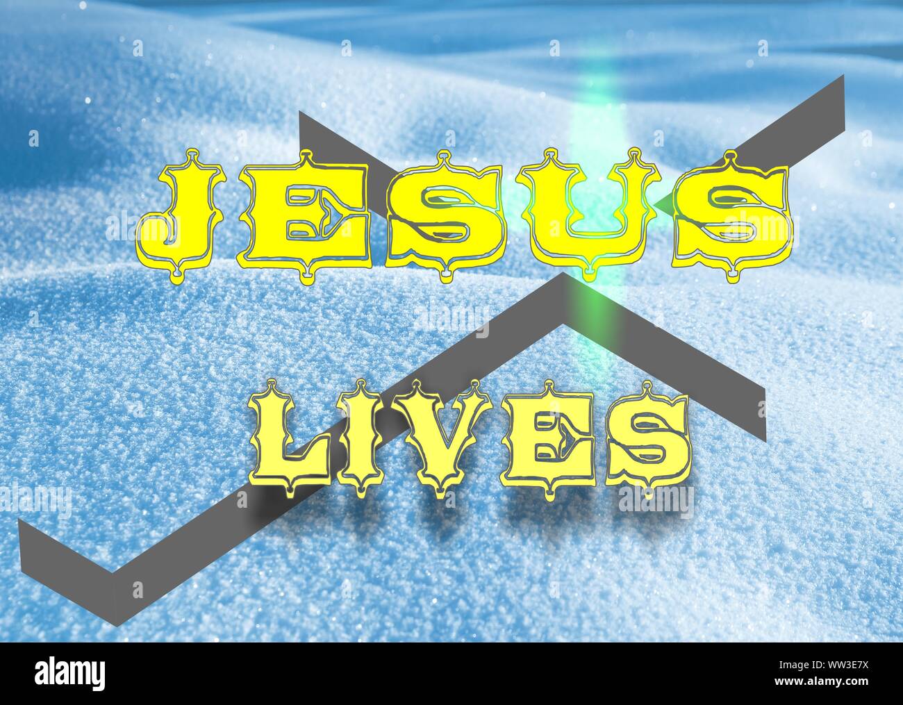 Gesù vive Gesù salva e il pesce icthus il segno per i credenti Foto Stock