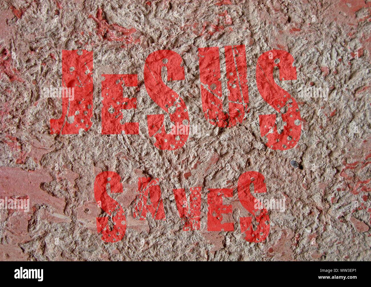 Gesù vive Gesù salva e il pesce icthus il segno per i credenti Foto Stock