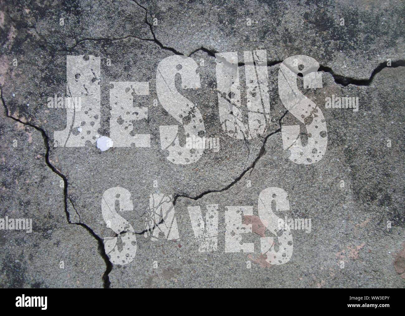 Gesù vive Gesù salva e il pesce icthus il segno per i credenti Foto Stock