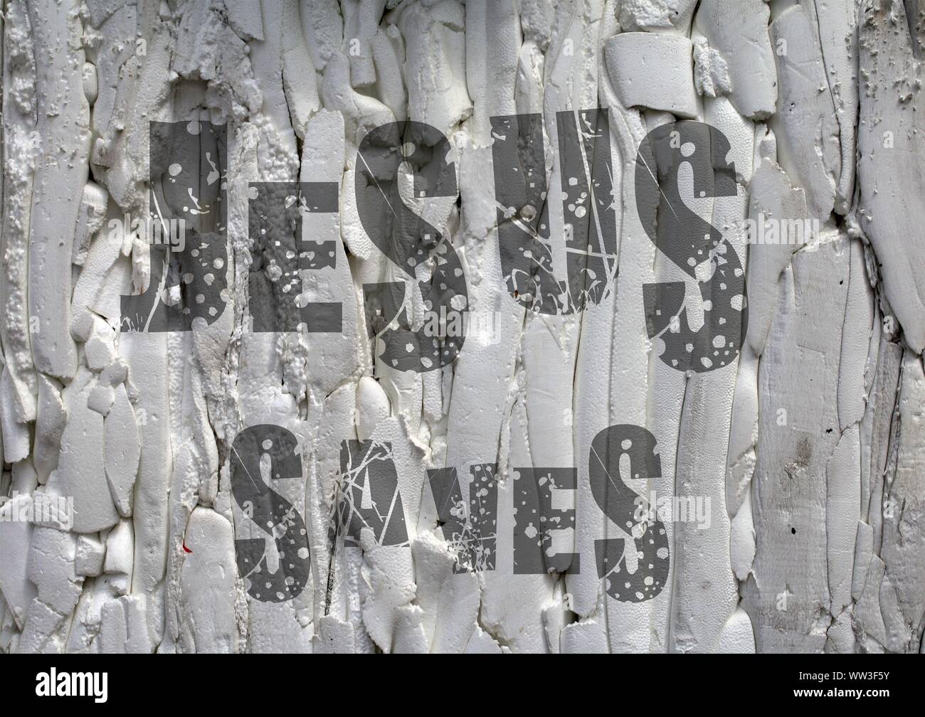 Gesù vive Gesù salva e il pesce icthus il segno per i credenti Foto Stock