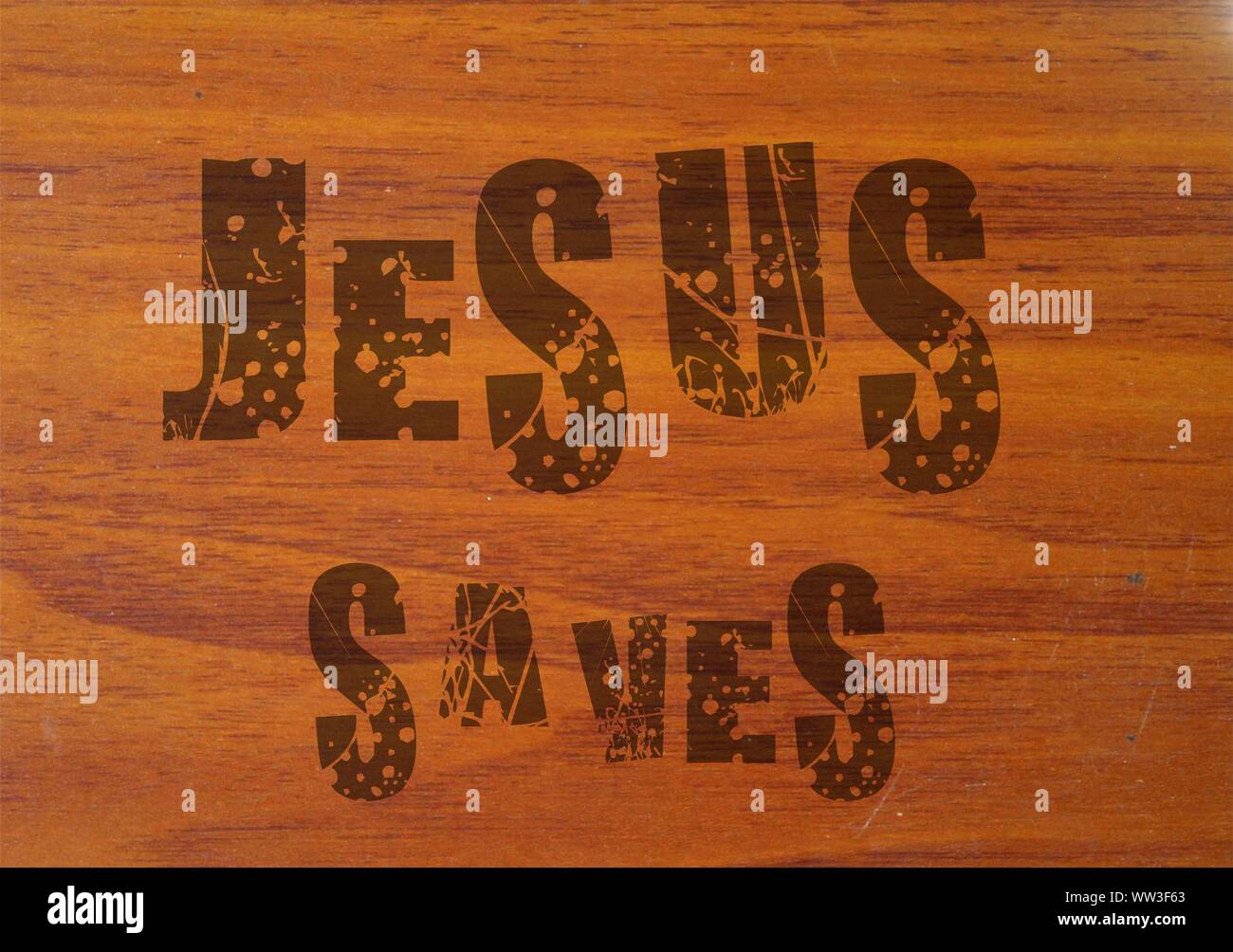 Gesù vive Gesù salva e il pesce icthus il segno per i credenti Foto Stock