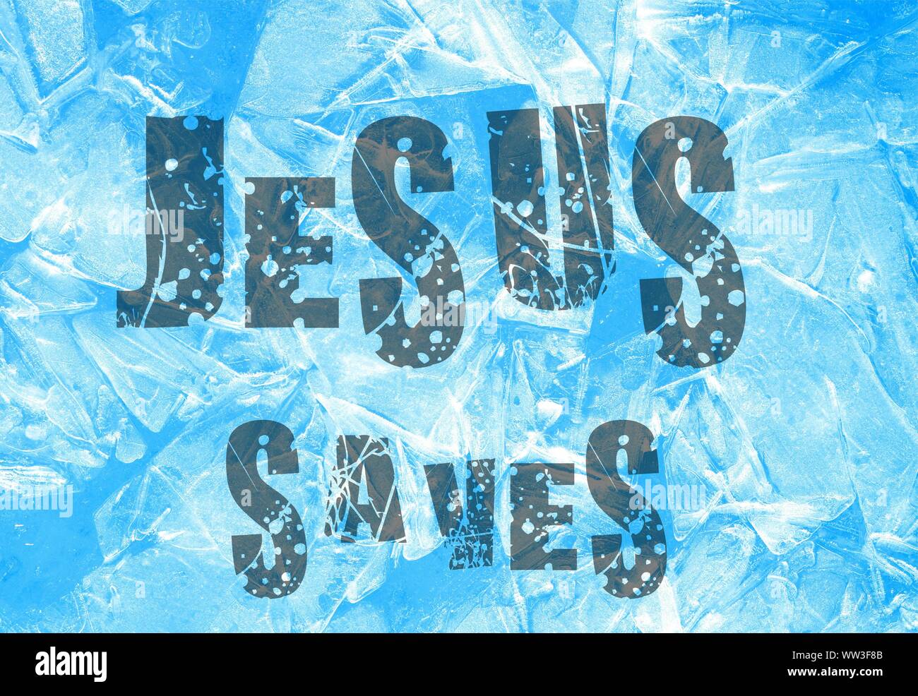 Gesù vive Gesù salva e il pesce icthus il segno per i credenti Foto Stock