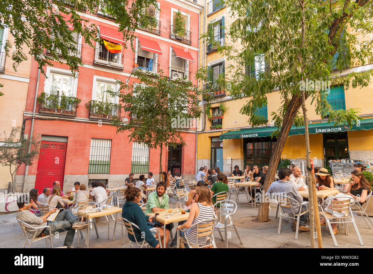 Lamucca bar e ristorante nel quartiere Malasana, Madrid, Spagna Foto Stock
