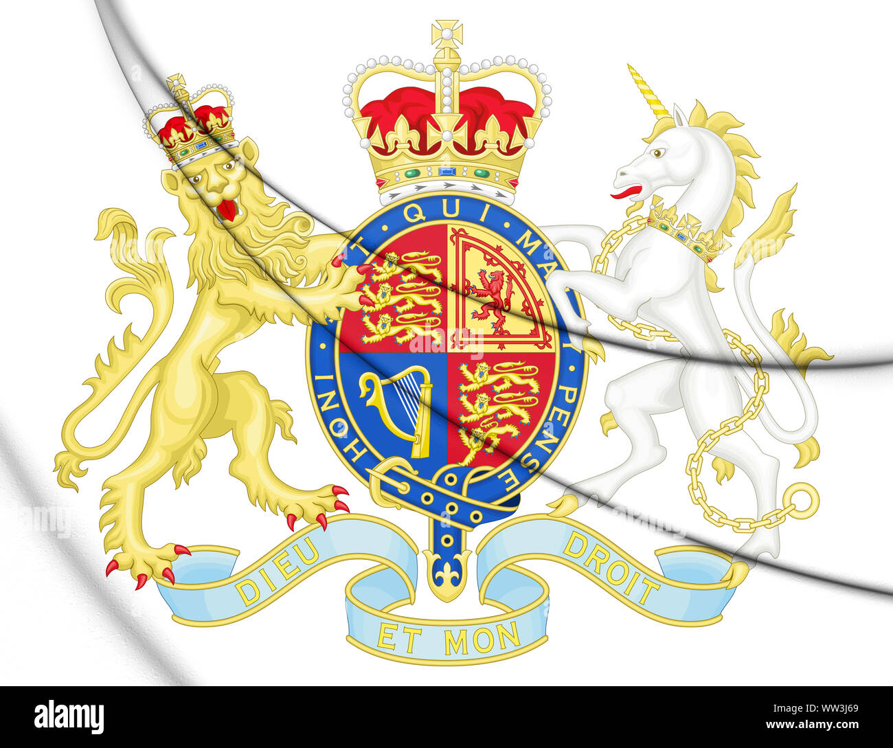 3D stemma reale del Regno Unito (Governo HM). 3D'illustrazione. Foto Stock
