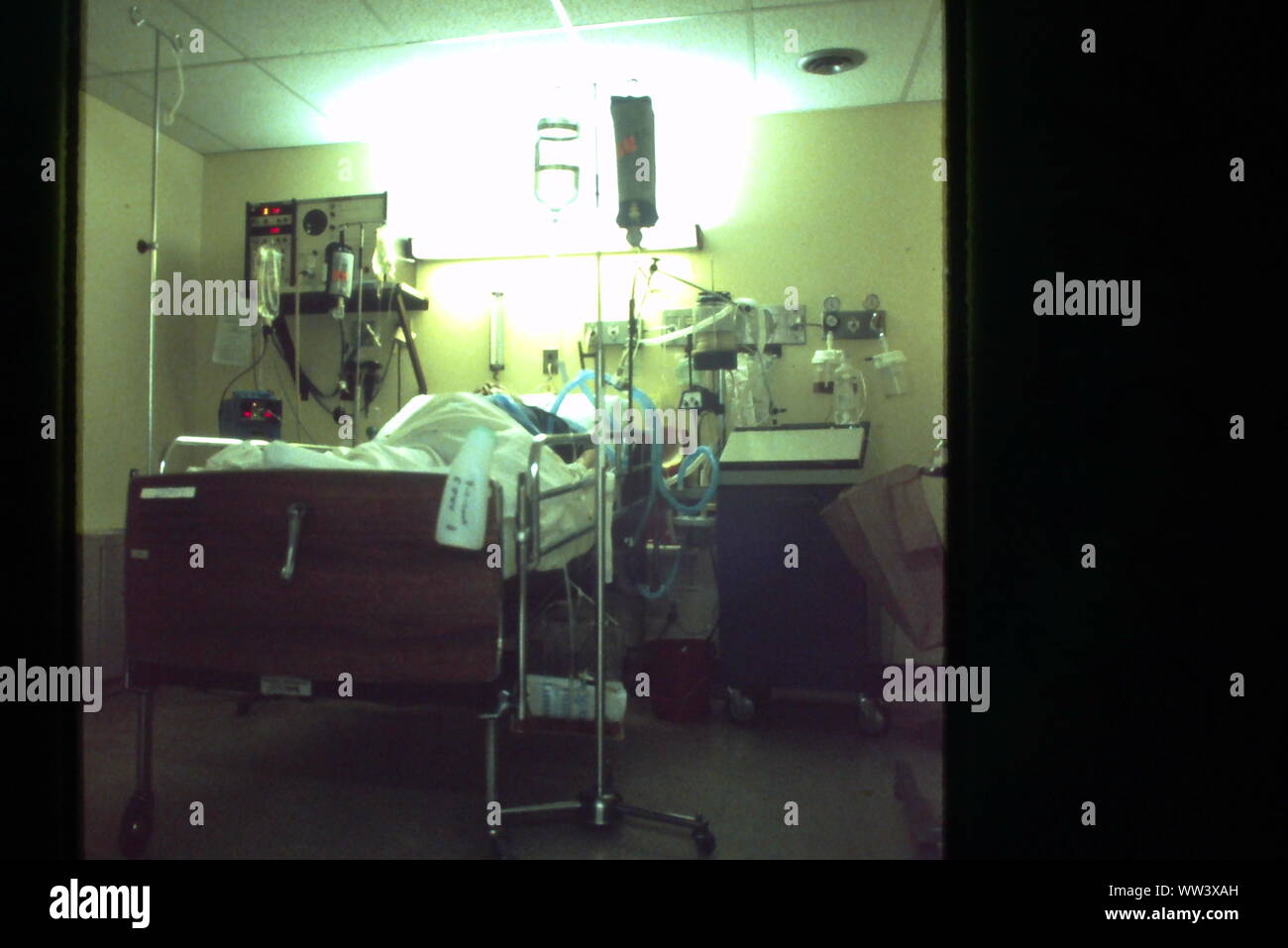 Attrezzature ospedaliere in uso nel New Jersey camere ospedaliere. Foto Stock