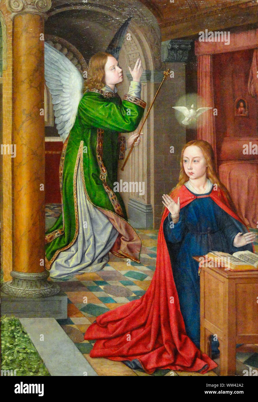 L'Annunciazione, 1490-1495, da Jean Hey (Master di Moulins) Foto Stock