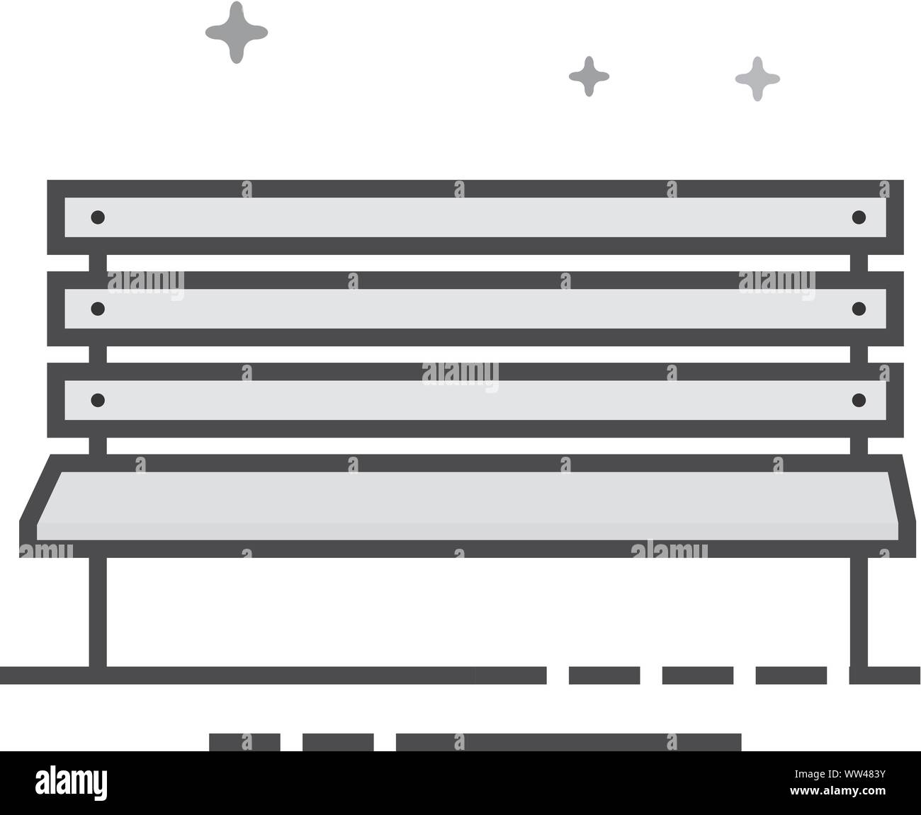 Una panchina nel parco icona nel piano delineato lo stile in scala di grigi. Illustrazione Vettoriale. Illustrazione Vettoriale