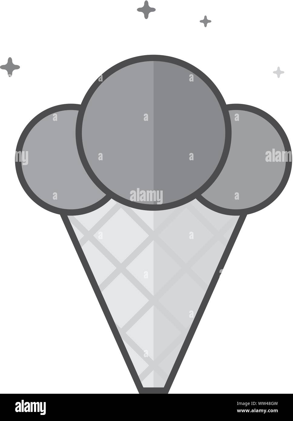 Ice Cream icona nel piano delineato lo stile in scala di grigi. Illustrazione Vettoriale. Illustrazione Vettoriale