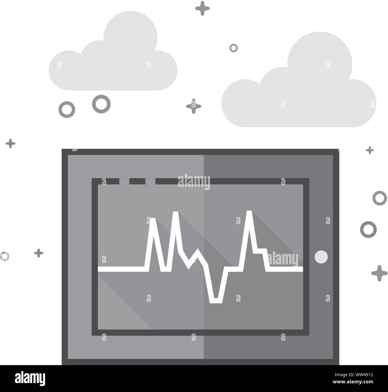 Monitor frequenza cardiaca icona nel piano delineato lo stile in scala di grigi. Illustrazione Vettoriale. Illustrazione Vettoriale