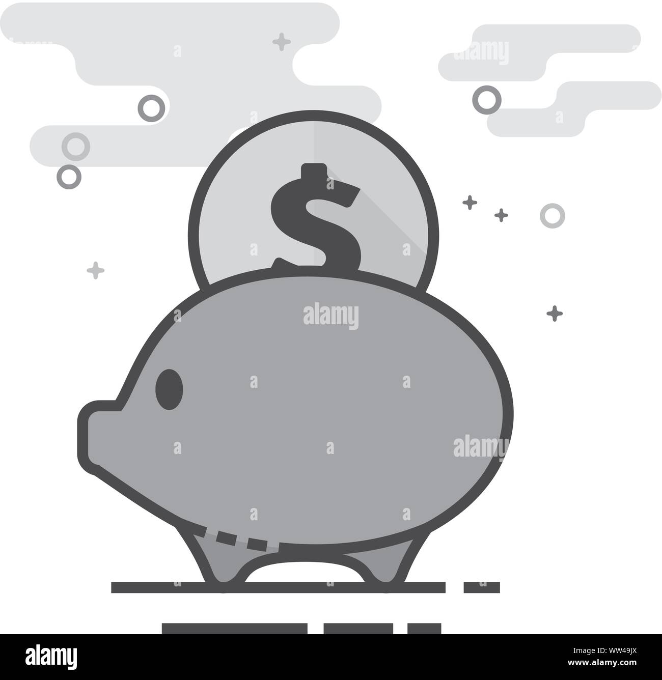 Coin salvadanaio icona nel piano delineato lo stile in scala di grigi. Illustrazione Vettoriale. Illustrazione Vettoriale