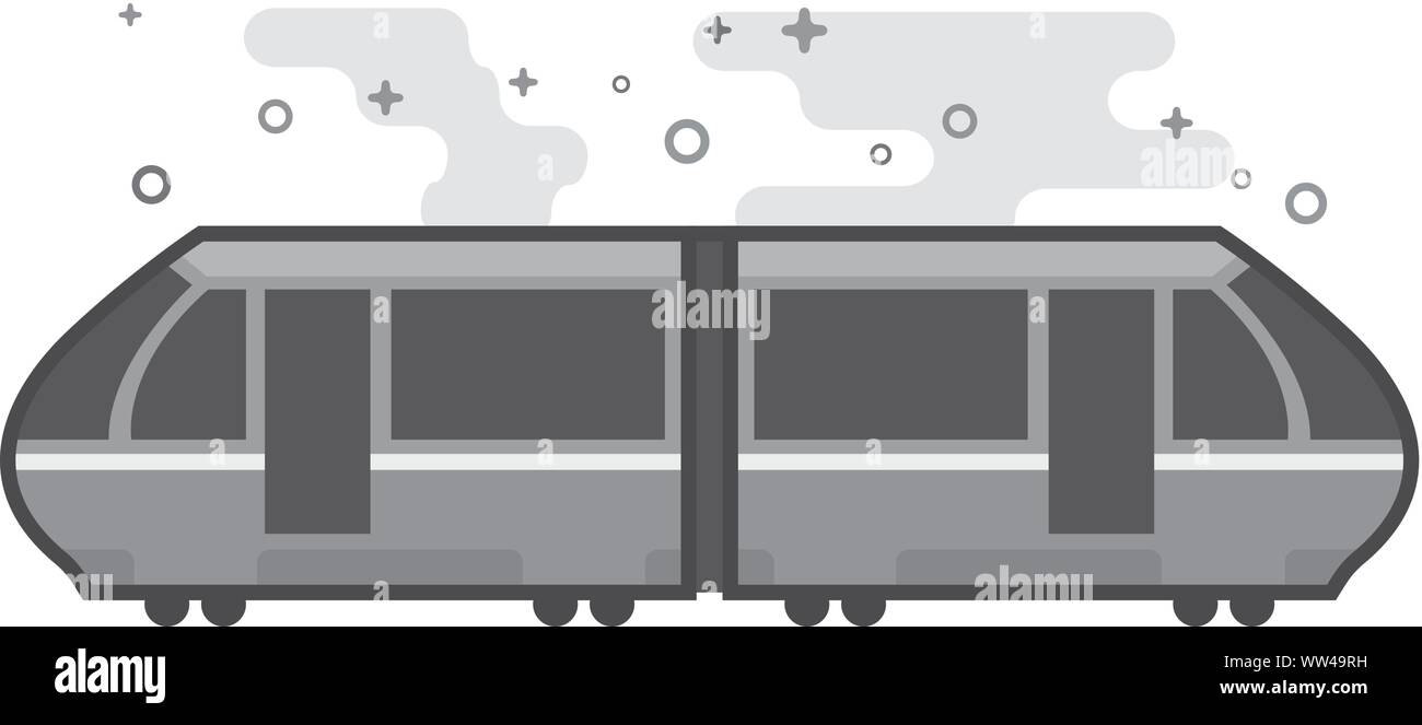 Icona del tram in flat delineato lo stile in scala di grigi. Illustrazione Vettoriale. Illustrazione Vettoriale
