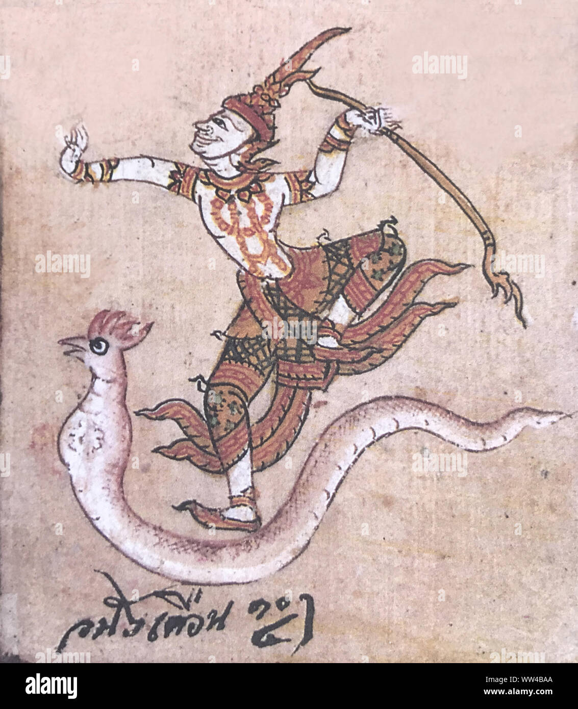 ANTICO THAI ETHNIC TRADIZIONALE PITTURA MANOSCRITTO D'ARTE Foto Stock