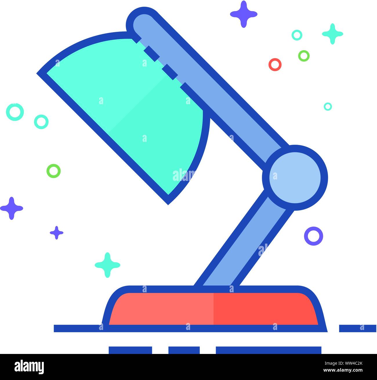 Lampada da tavolo icona nel delineato schermo piatto a colori e stile. Illustrazione Vettoriale. Illustrazione Vettoriale