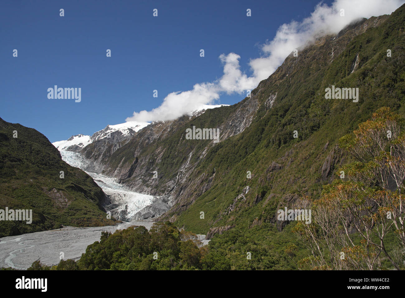 Franz Joseph ghiacciaio delle Alpi meridionali dell'Isola del Sud della Nuova Zelanda Foto Stock