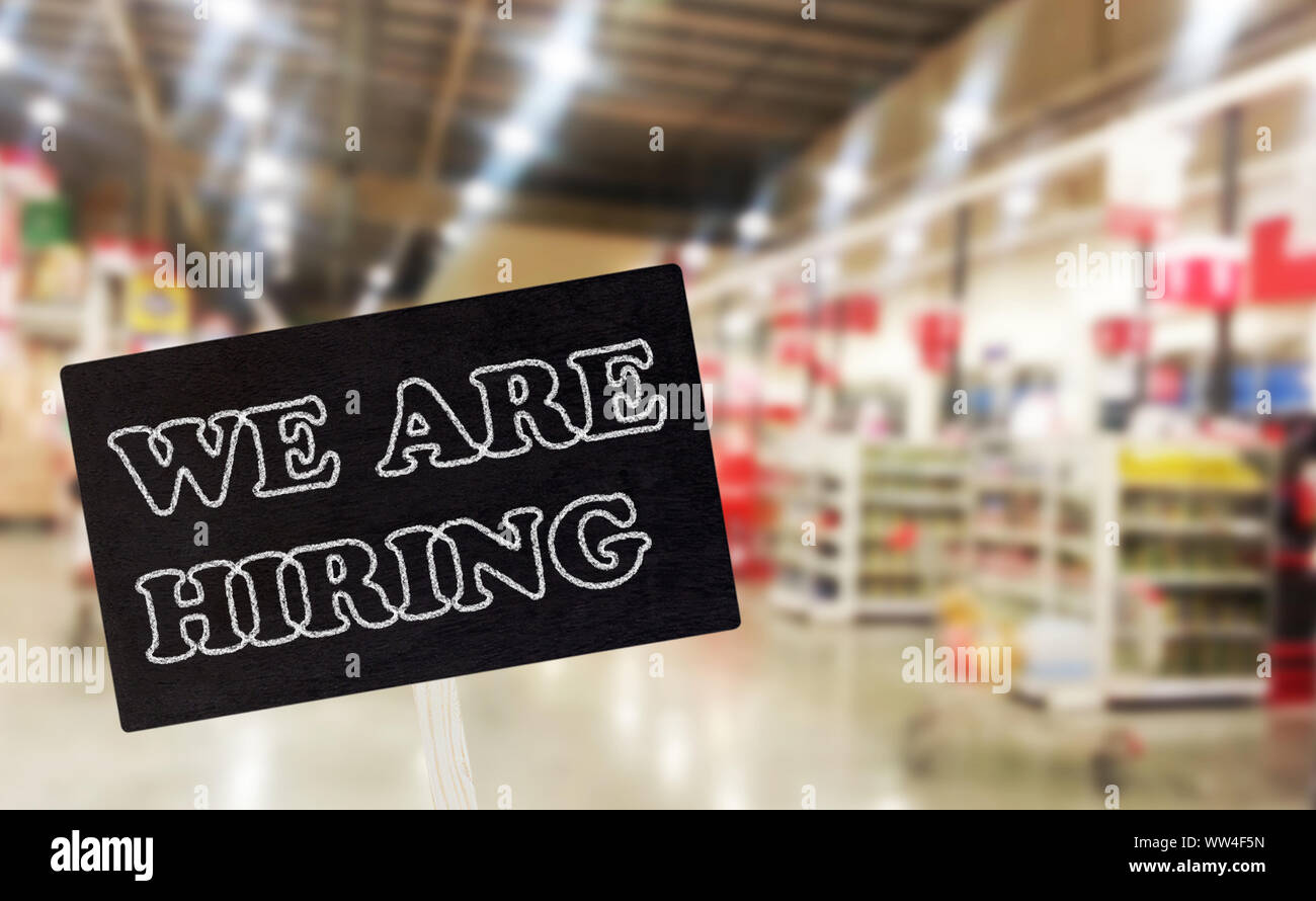 Stiamo assumendo, unitevi a noi concetto sfondo Foto Stock