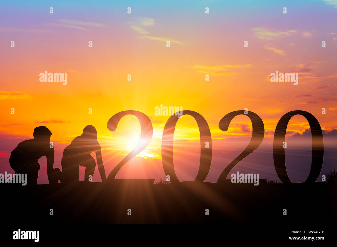 Pronti per andare a prendere una buona partenza migliore inizio di nuovo anno 2020 concept Foto Stock