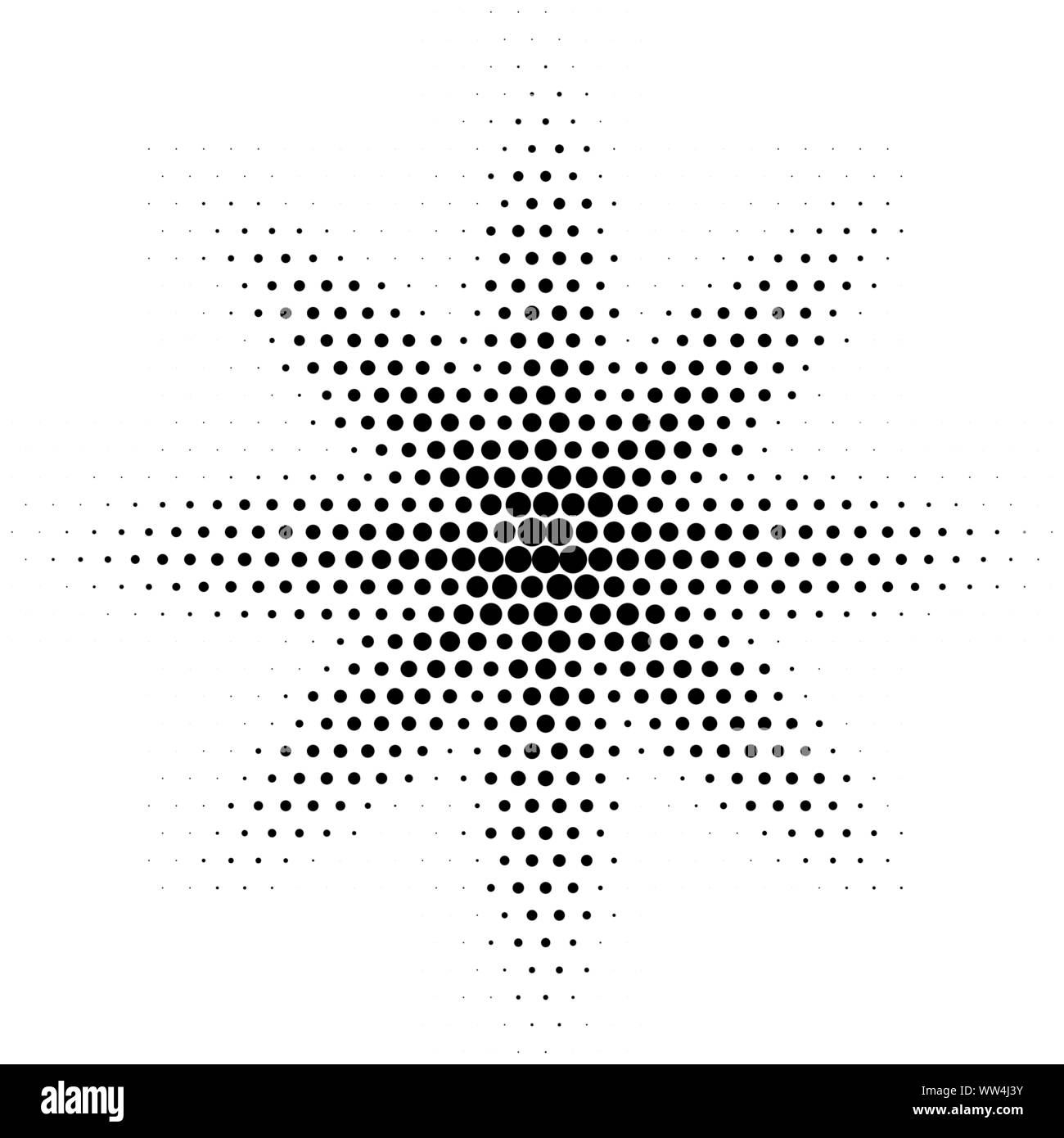 Mezzitoni spot astratta. Punteggiate di vettore Effetto mezzitoni gradiente. Forma di fiore Illustrazione Vettoriale