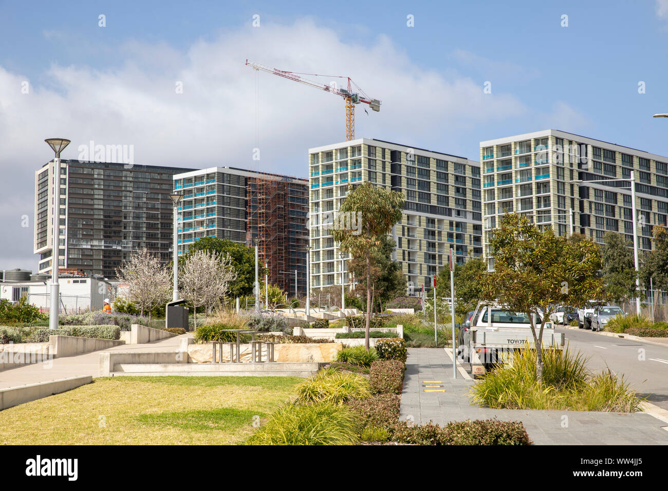 Australian appartamento, nuovo alto edifici di appartamenti a Macquarie Park di Sydney , Australia Foto Stock