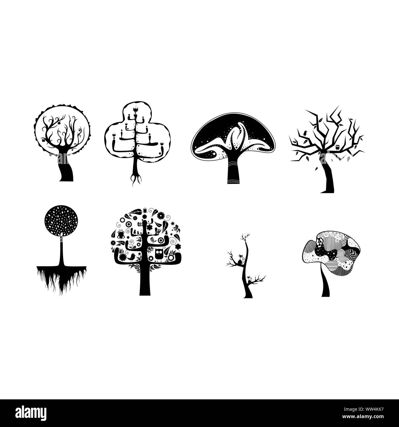Abstract cerchio illustrazione dei rami degli alberi o delle radici per concept design, creative natura tecnica. EPS10 vettore. Illustrazione Vettoriale