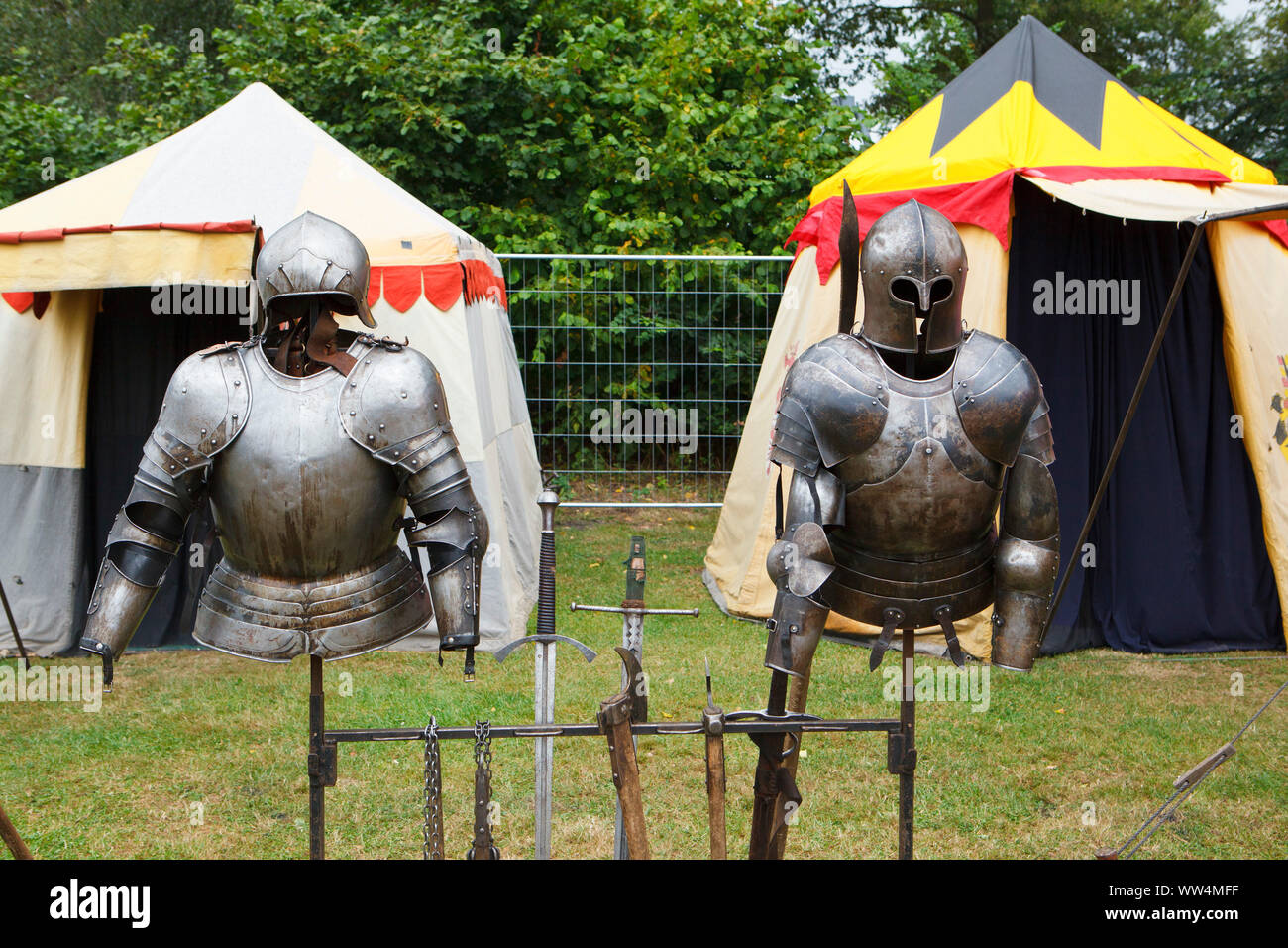 Cavaliere del corazza, festa medievale in Hamburg Ã-jendorf Foto Stock